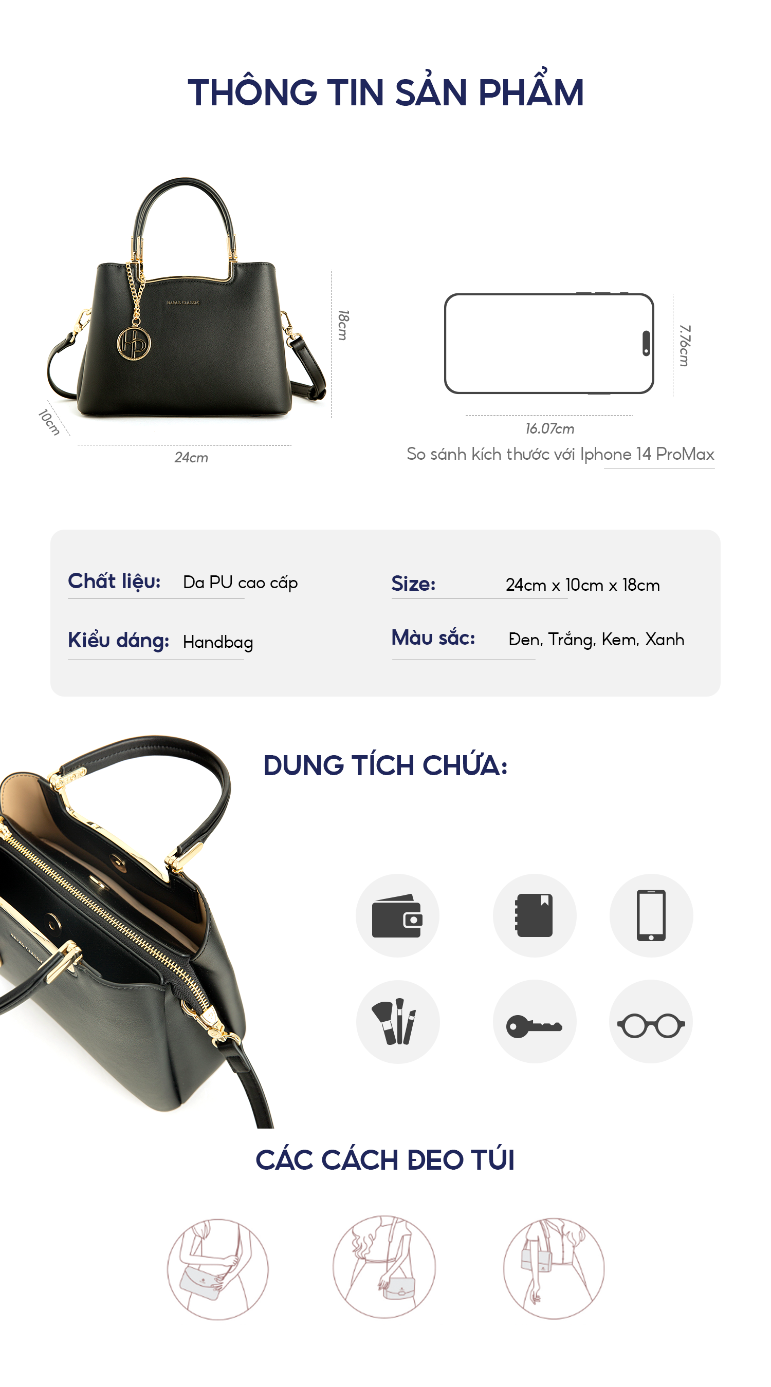 Mô tả Túi Xách Nữ Công Sở Cao Cấp Tag G HAPAS - Quà Tặng Mẹ, Tặng Người Thương - 2
