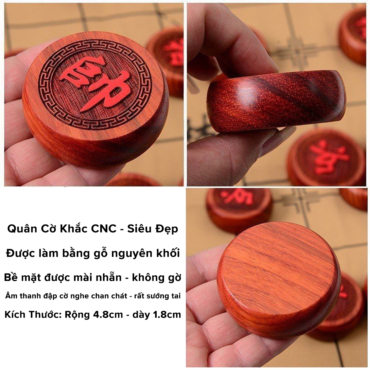 Mô tả Cờ Tướng Gỗ Sồi Quân Cờ 4.8cm - Bàn Cờ Tướng Vải Da Lộn + Hộp Đựng Cờ Làm Quà Tặng Cao Cấp Chính Hãng Amalife - Mã VIP01 - 6