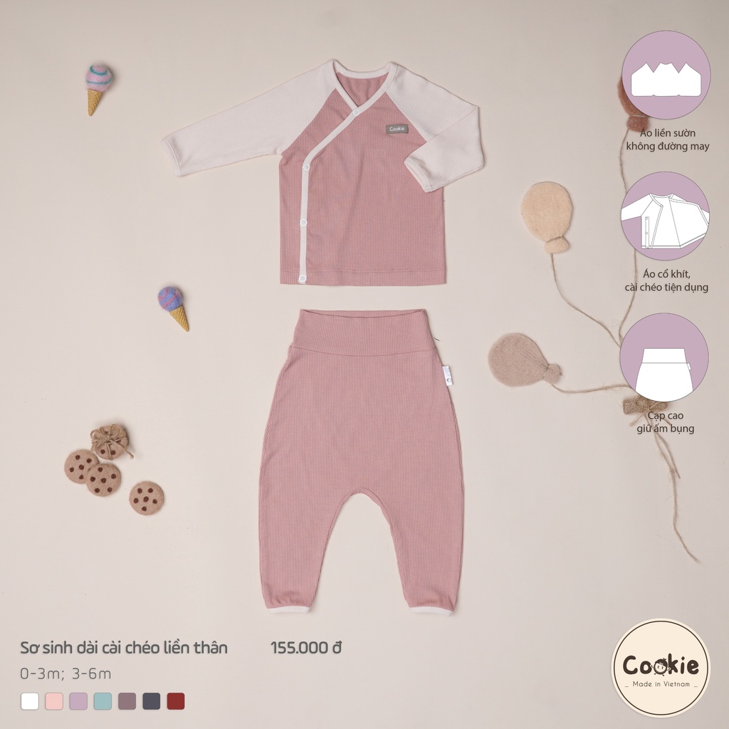 Mô tả Bộ Sơ Sinh COOKIE Dài Tay Cài Chéo Liền Thân Size Từ 0 Đến 9 Tháng - 4