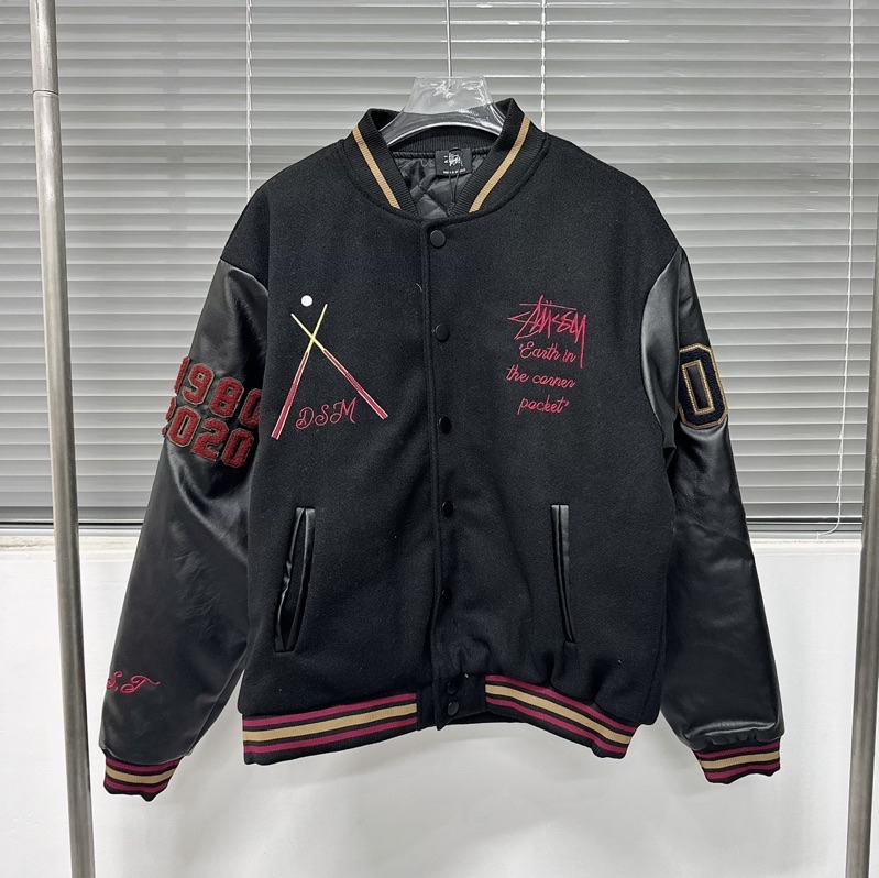 Áo varsity jacket STUSSY 40th Ball cao cấp, Áo khoác bóng chày