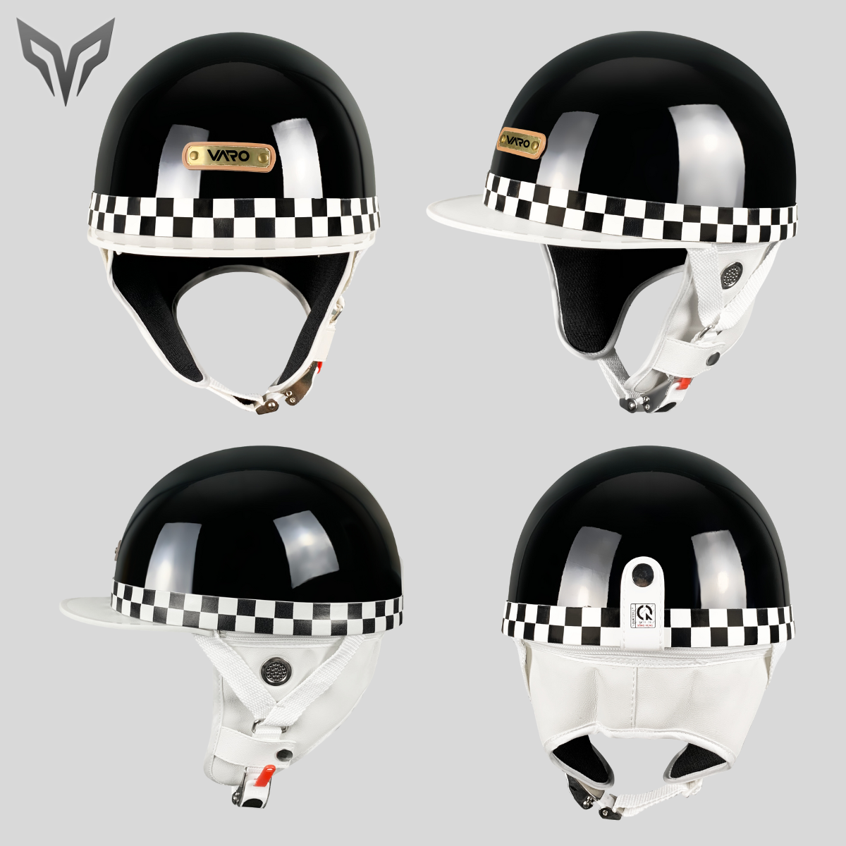 Mô tả Mũ bảo hiểm nửa đầu Bosozoku Japan Style nửa đầu vintage - Mũ bảo hiểm harley có ốp da kiểu Nhật Bản - 2