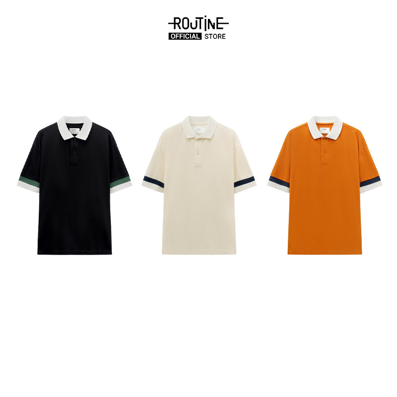 Mô tả Áo Polo Nam Interlock Pique Trơn Phối Cổ Tay Form Loose - Routine 10S23POL041 - 3