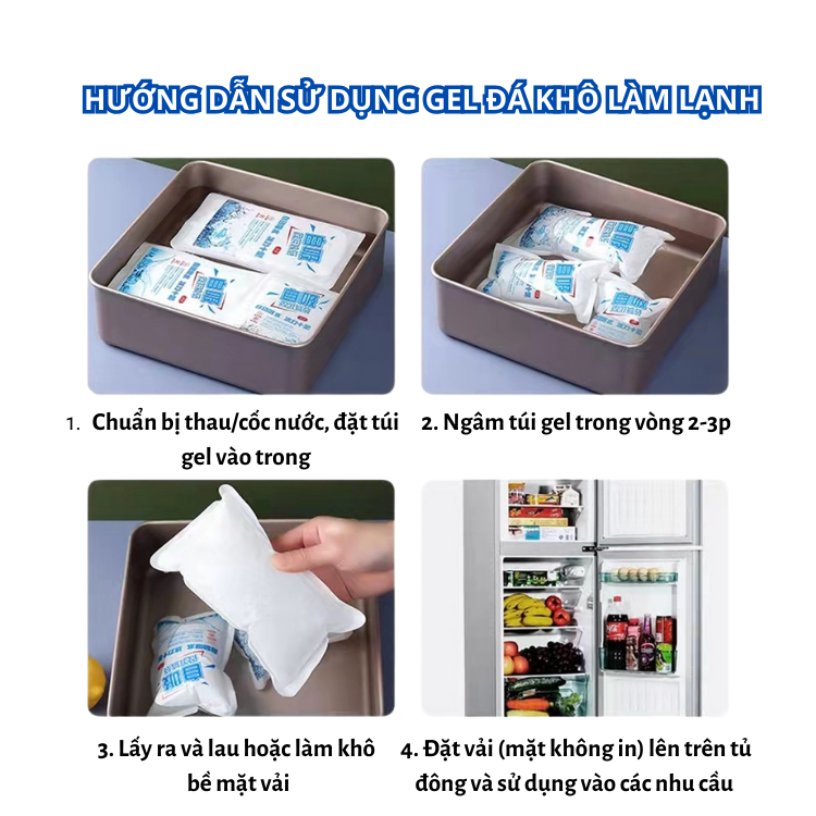 Mô tả Combo 10 Túi gel đá khô giữ lạnh lâu dùng được nhiều lần, sử dụng làm lạnh thức ăn, túi y tế...· - 1
