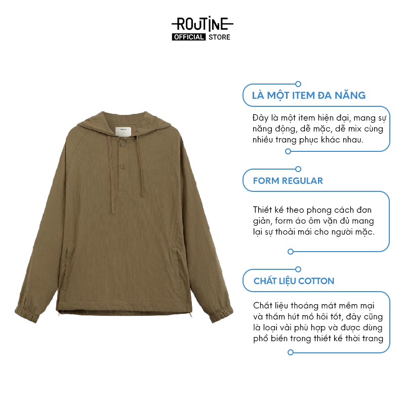 Mô tả Áo Hoodie Nam Tay Dài Có Mũ Texture Trơn Form Regular - Routine 10S23HOD009 - 1
