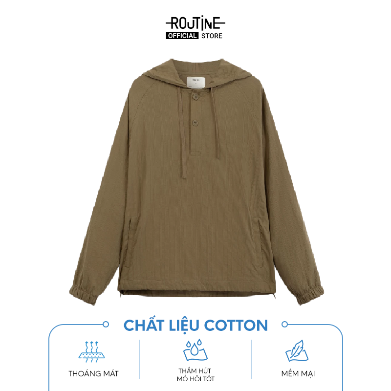 Mô tả Áo Hoodie Nam Tay Dài Có Mũ Texture Trơn Form Regular - Routine 10S23HOD009 - 2