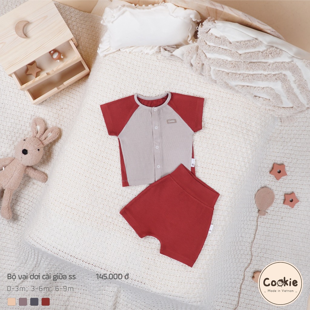 Mô tả Bộ Sơ Sinh Cộc Tay COOKIE, Bộ Sơ Sinh Vai Dơi Cài Giữa Cho Bé Size Từ 0 Đến 9 Tháng - 2