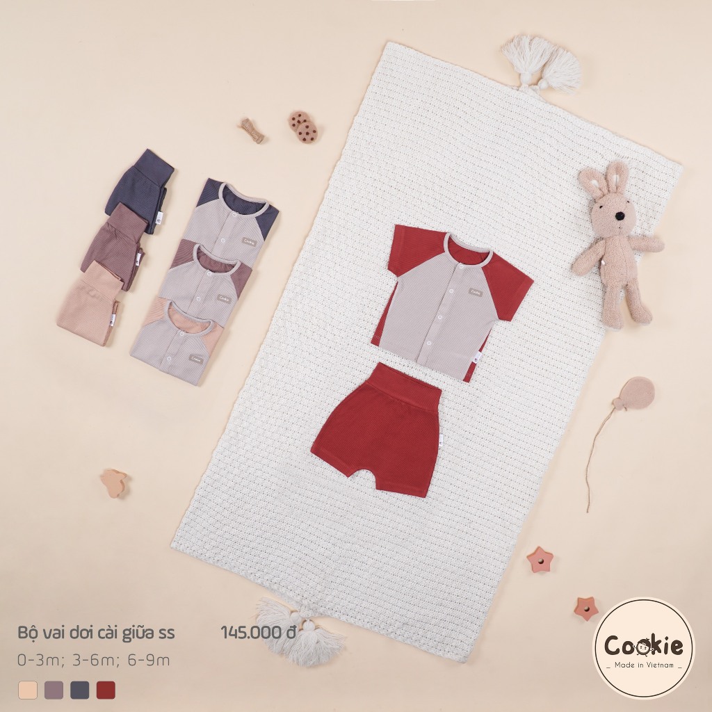 Mô tả Bộ Sơ Sinh Cộc Tay COOKIE, Bộ Sơ Sinh Vai Dơi Cài Giữa Cho Bé Size Từ 0 Đến 9 Tháng - 5