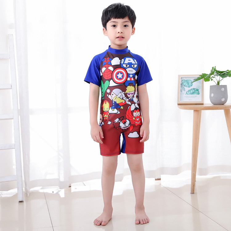 Mô tả Bộ đồ bơi bé trai liền thân SKIDS quần áo bơi cho ngắn tay cho bé đi biển họa tiết khủng long người nhện đáng yêu - 2