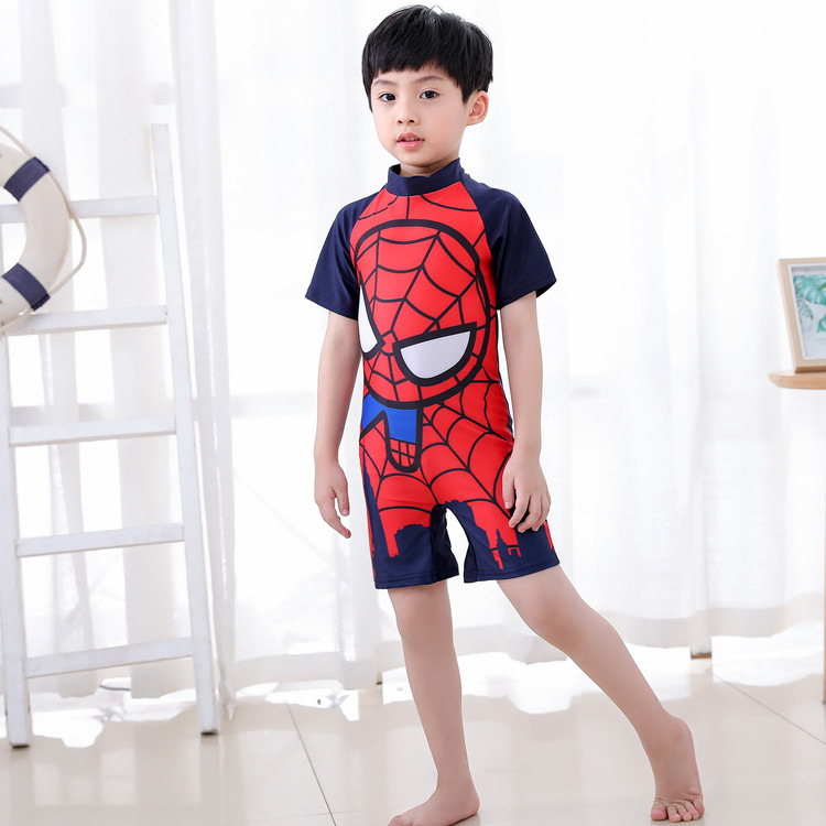 Mô tả Bộ đồ bơi bé trai liền thân SKIDS quần áo bơi cho ngắn tay cho bé đi biển họa tiết khủng long người nhện đáng yêu - 1