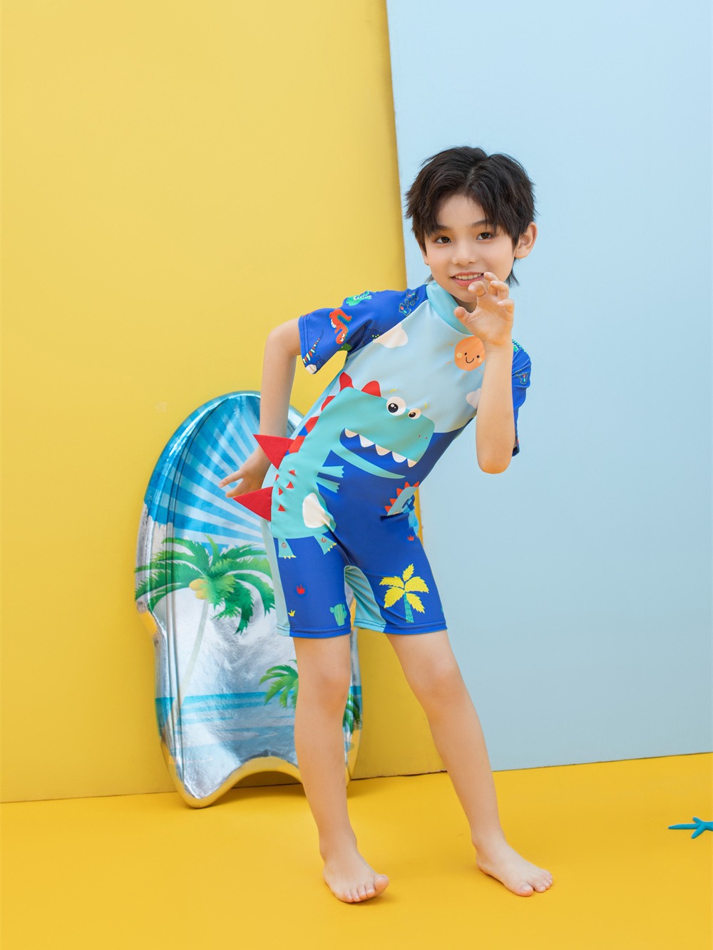 Mô tả Bộ đồ bơi bé trai liền thân SKIDS quần áo bơi cho ngắn tay cho bé đi biển họa tiết khủng long người nhện đáng yêu - 6