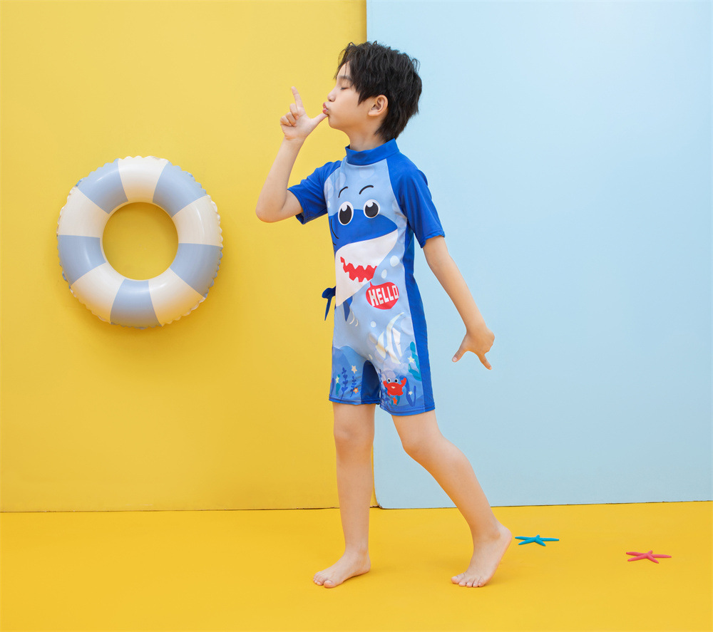 Mô tả Bộ đồ bơi bé trai liền thân SKIDS quần áo bơi cho ngắn tay cho bé đi biển họa tiết khủng long người nhện đáng yêu - 3