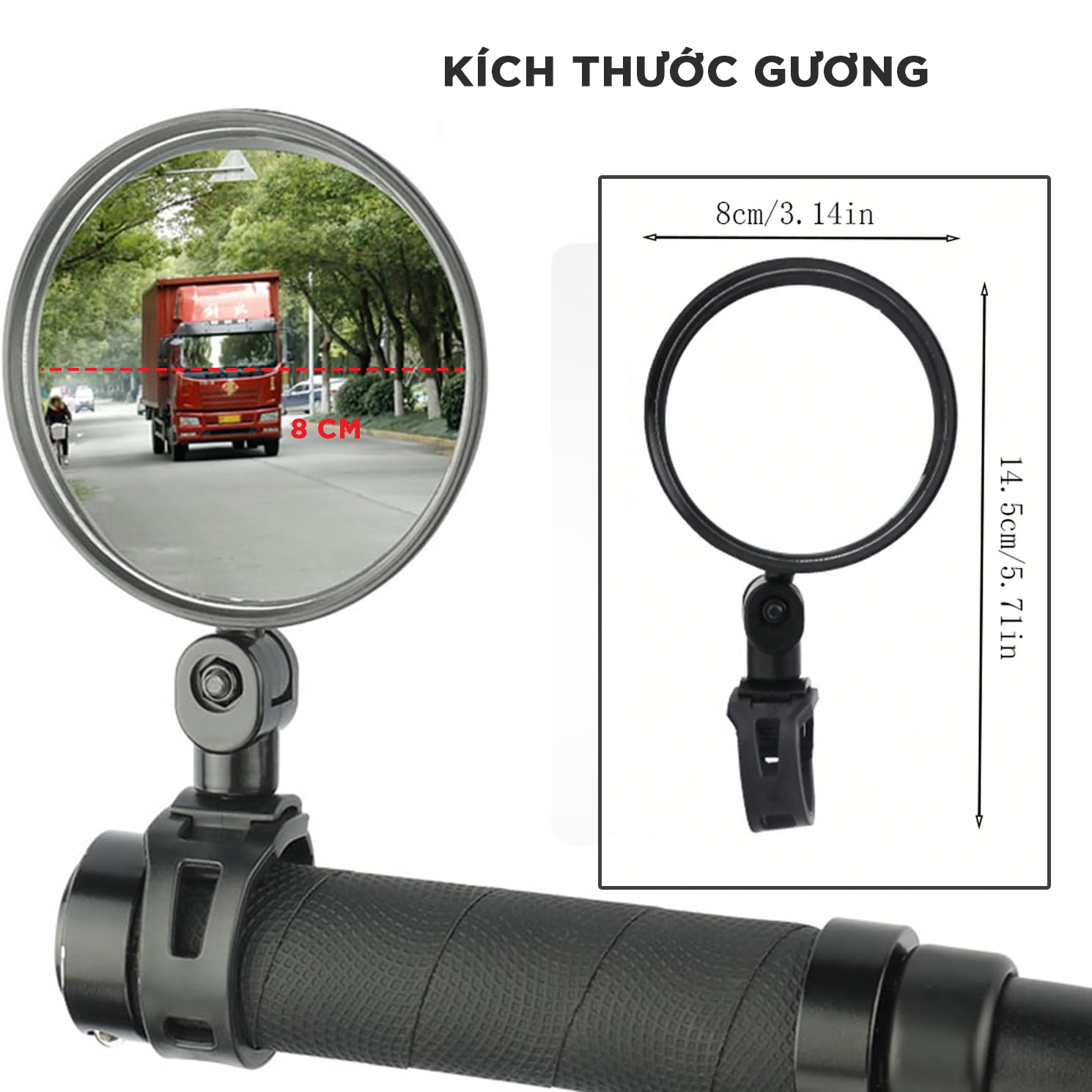 Mô tả Gương Kính Chiếu Hậu Phẳng Tháo Rời Dành Cho Xe Đạp Đường Kính 8 Cm Cleacco Boro Sport - 3