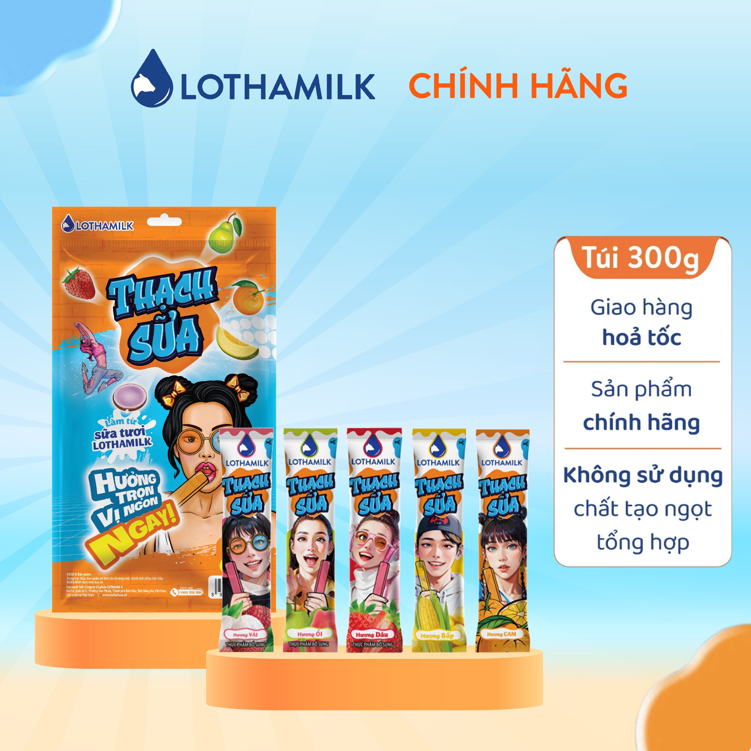 Mô tả Thạch Sữa Lothamilk túi mix vị 300g - 1