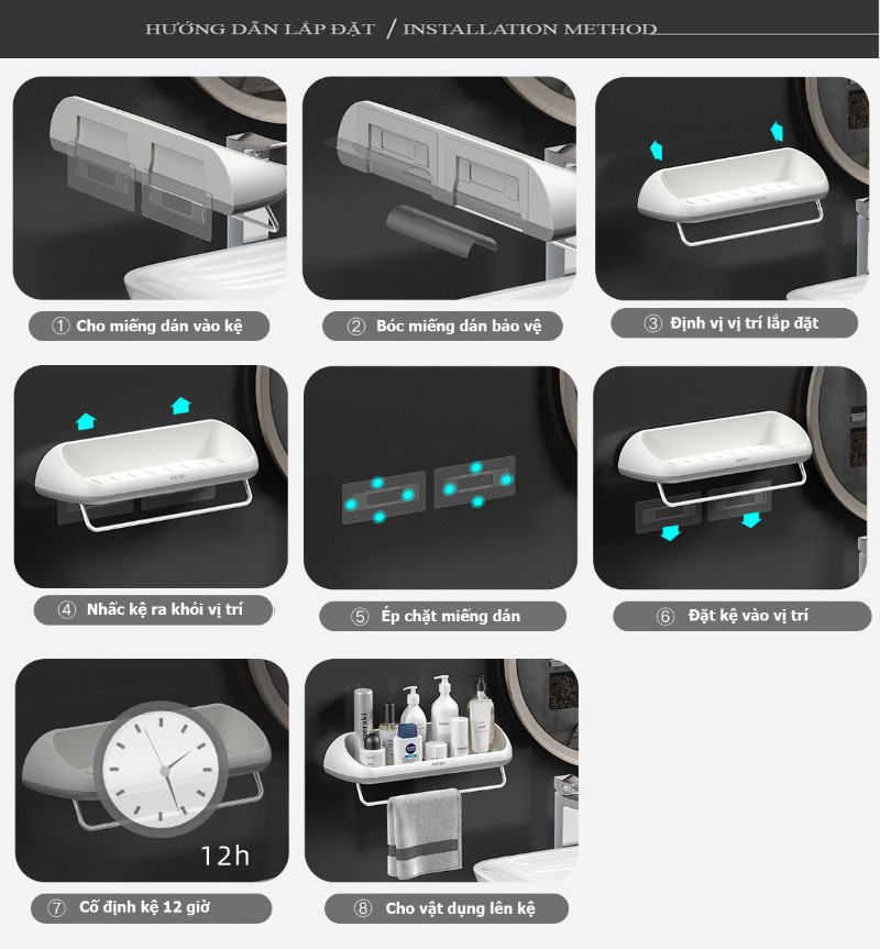 Mô tả Kệ Để Đồ Nhà Tắm OENON Chất Liệu Nhựa ABS Dán Tường Gạch Men - KCN02 - 4