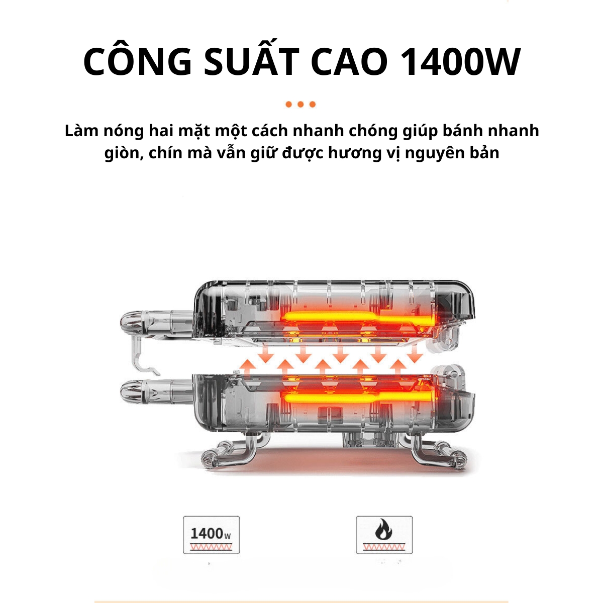 Mô tả Máy kẹp bánh mì công suất cao 1400W LOẠI KHAY TO SOKANY BBQ-852 nướng nhanh chín, chống dính tốt - 4