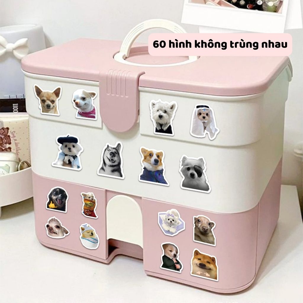 Bộ 60 sticker meme chó hài hước vui nhộn 60 hình dán không trùng nhau ...