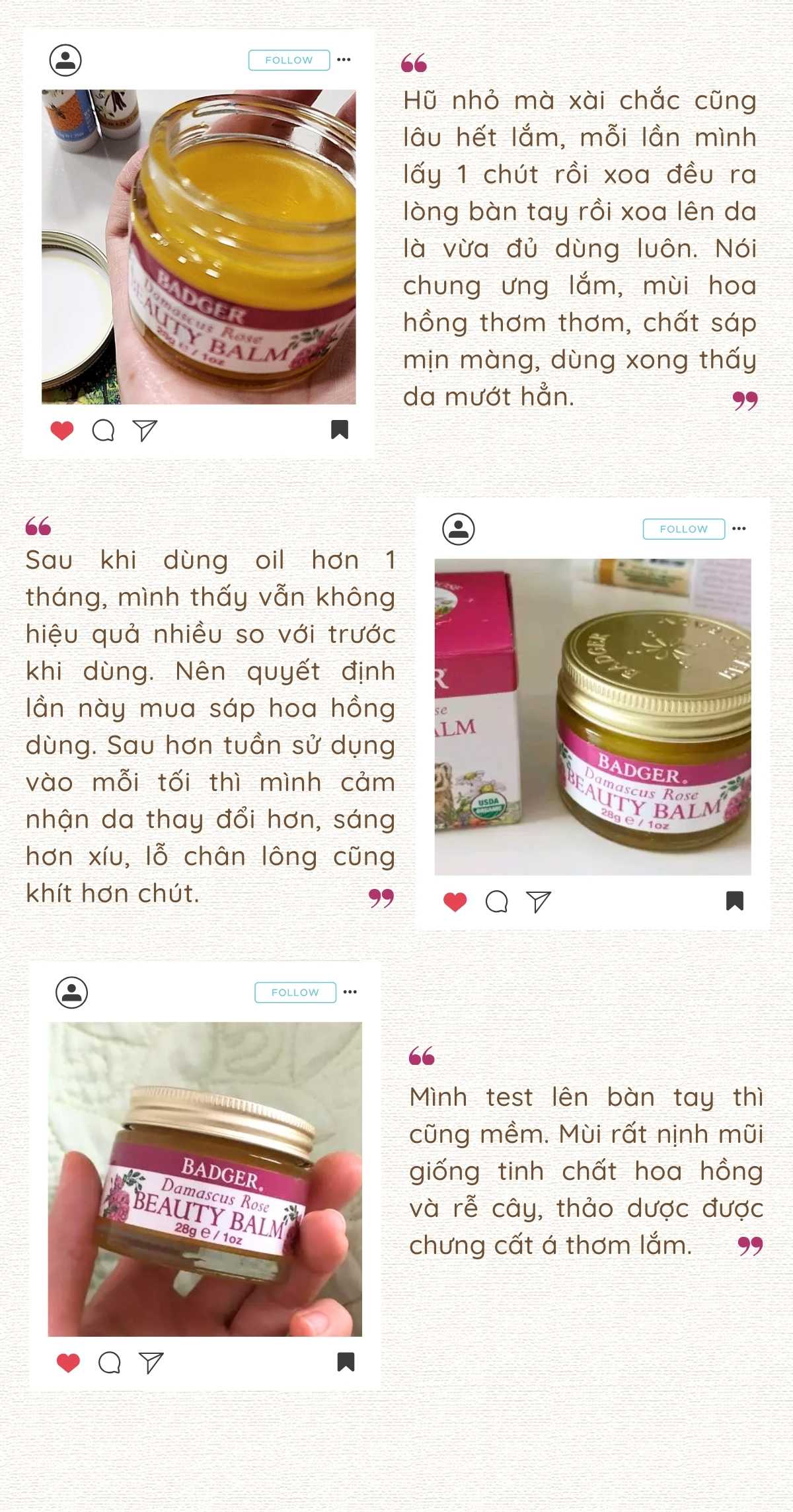 Mô tả Sáp dưỡng da hoa hồng hữu cơ BADGER Rose organic beauty balm - Dưỡng ẩm sâu cho da khô và da lão hóa - 28g - 6