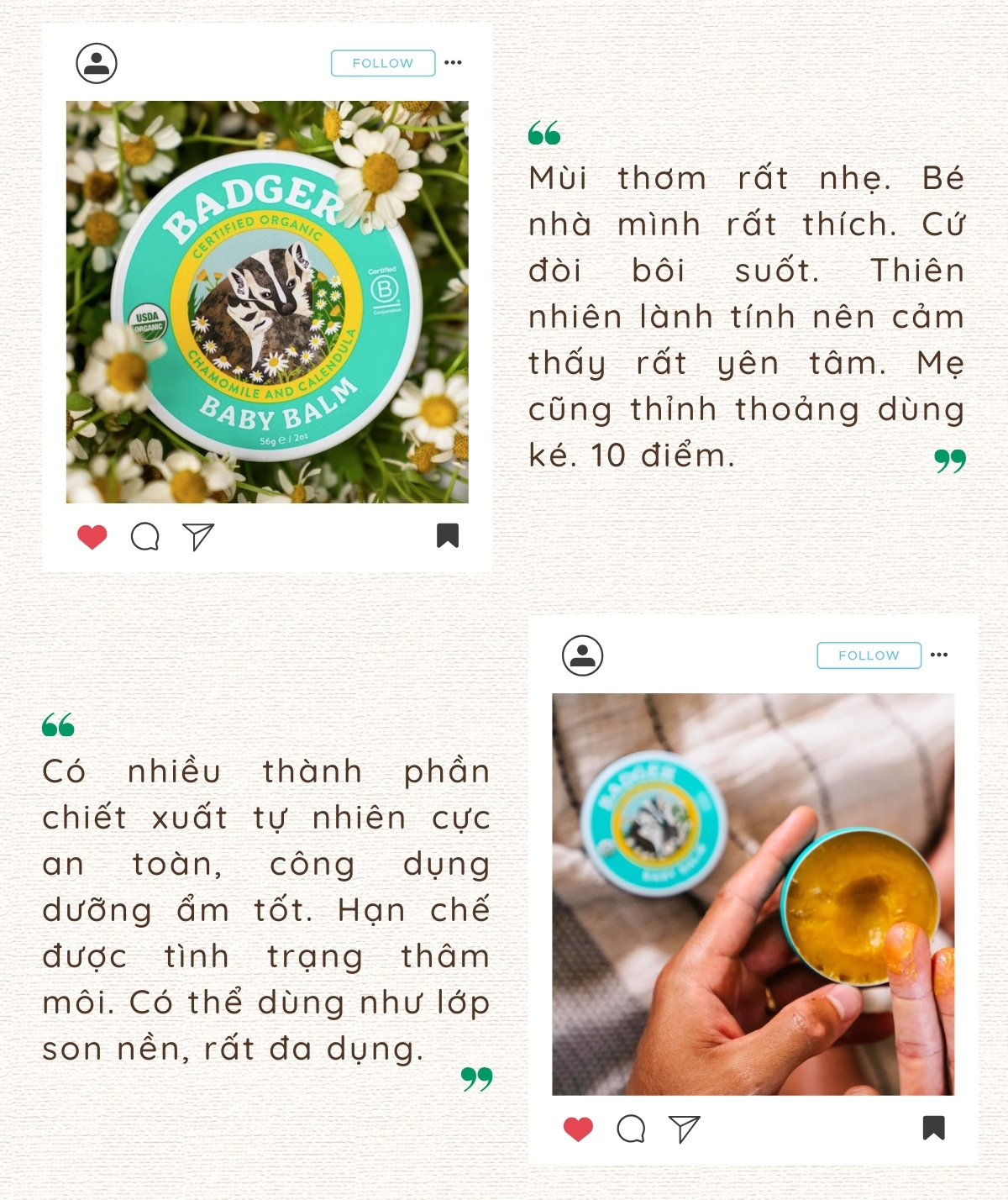 Mô tả Sáp dầu hữu cơ dưỡng da em bé BADGER Baby organic balm dưỡng ẩm cho da khô, ngừa hăm an toàn cho trẻ sơ sinh – 21g 56g - 6