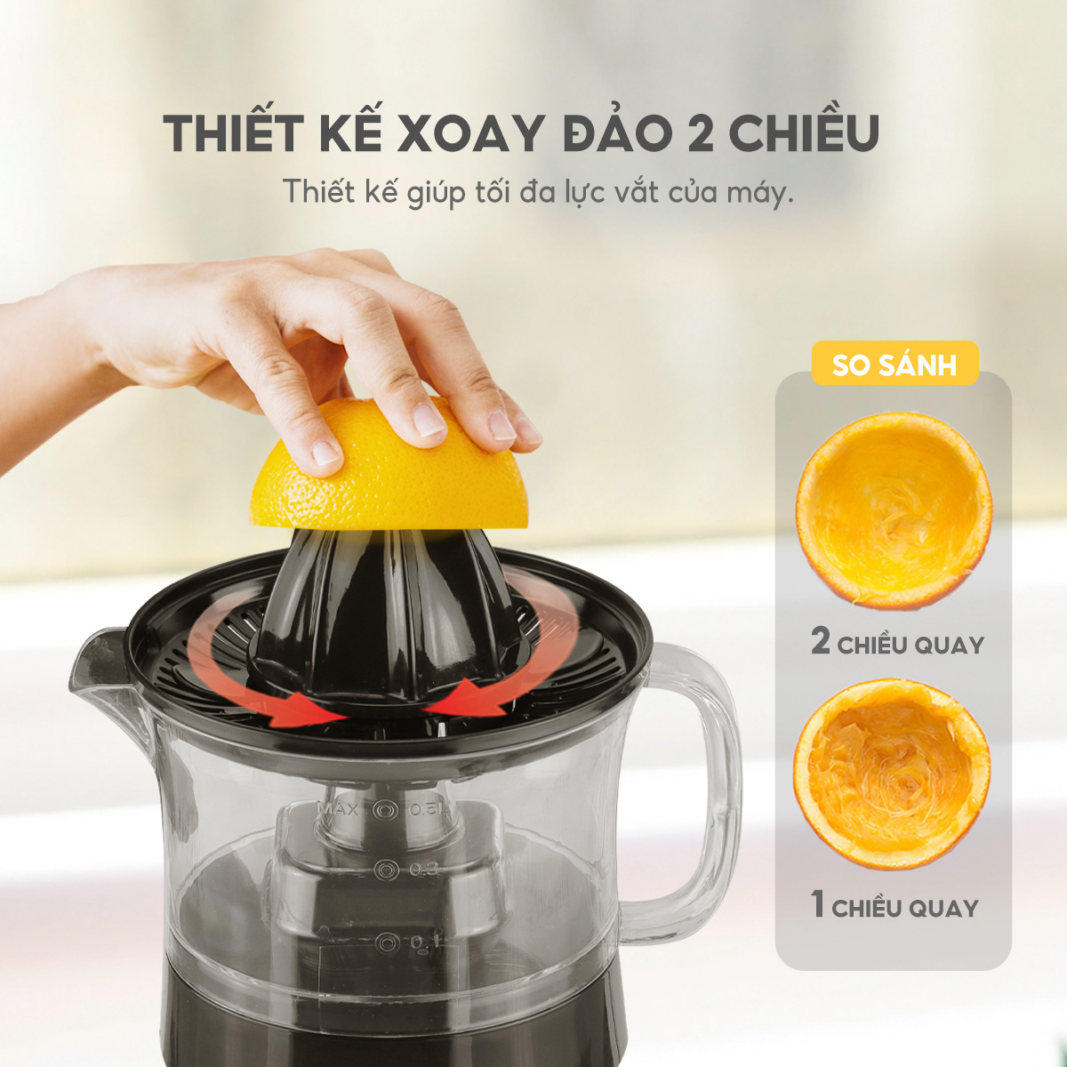 Mô tả Máy vắt cam mini Lebenlang LBL3383 công suất 40W, dung tích 500ml, bảo hành 2 năm - hàng chính hãng - 2
