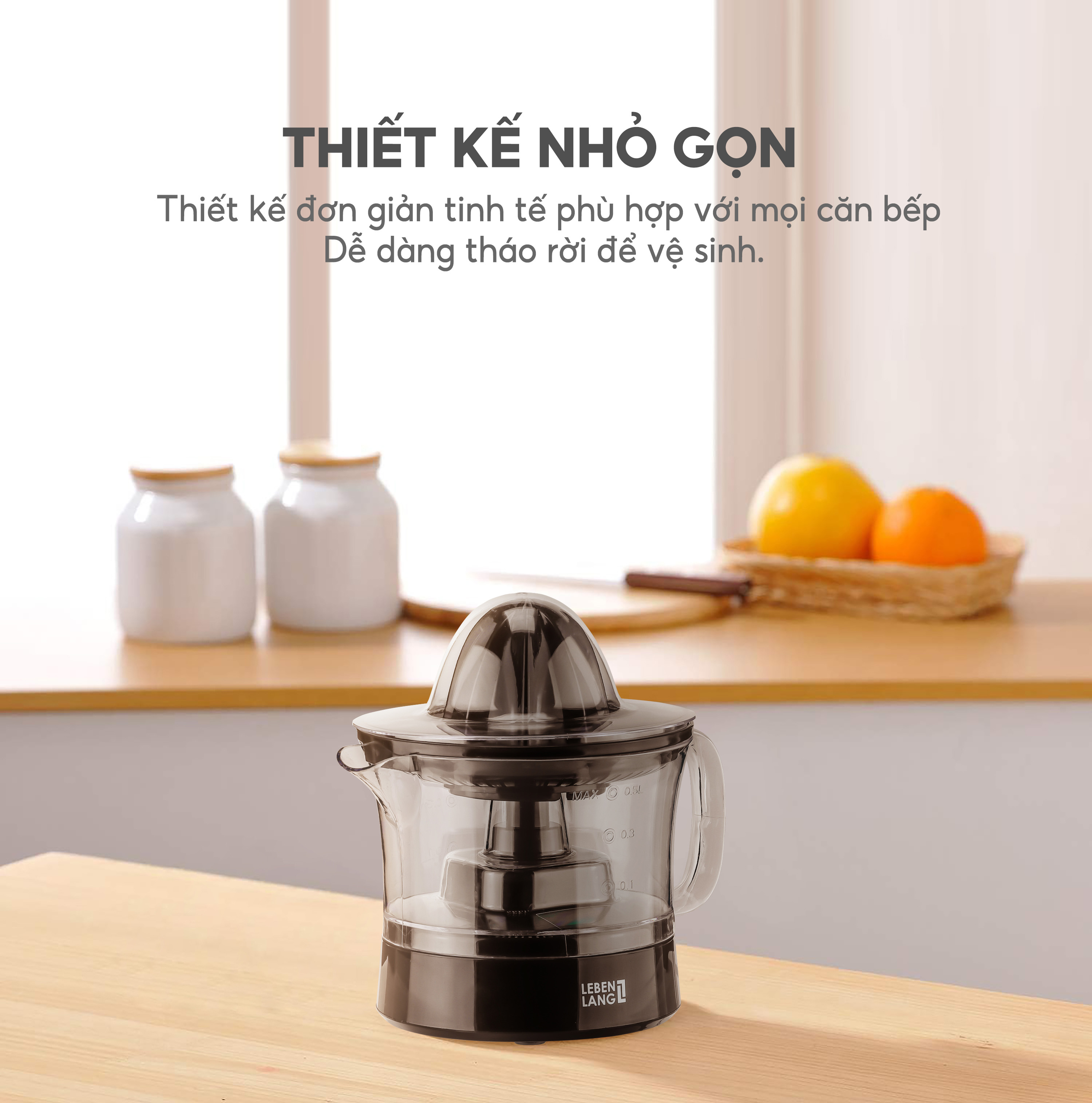Mô tả Máy vắt cam mini Lebenlang LBL3383 công suất 40W, dung tích 500ml, bảo hành 2 năm - hàng chính hãng - 5