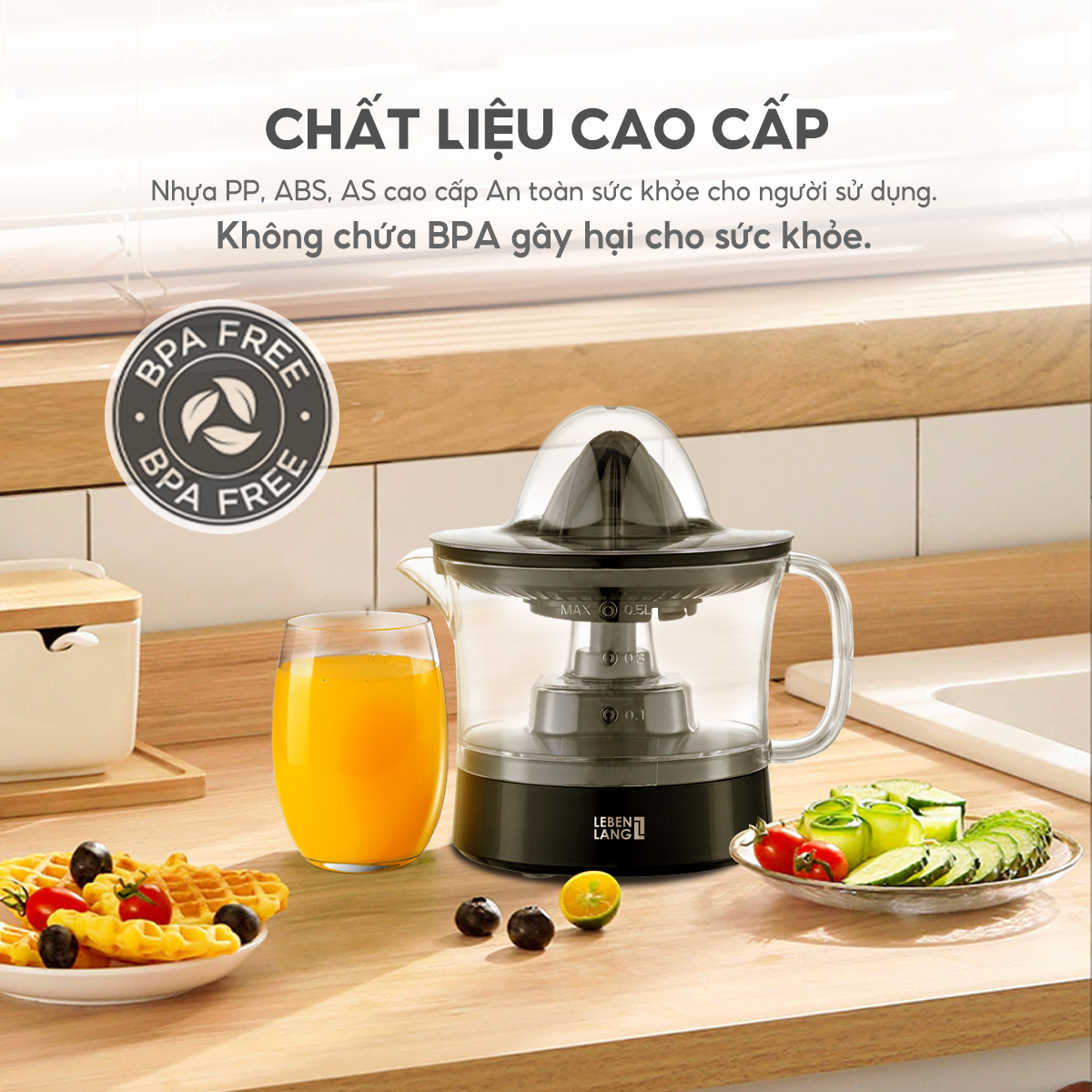 Mô tả Máy vắt cam mini Lebenlang LBL3383 công suất 40W, dung tích 500ml, bảo hành 2 năm - hàng chính hãng - 6