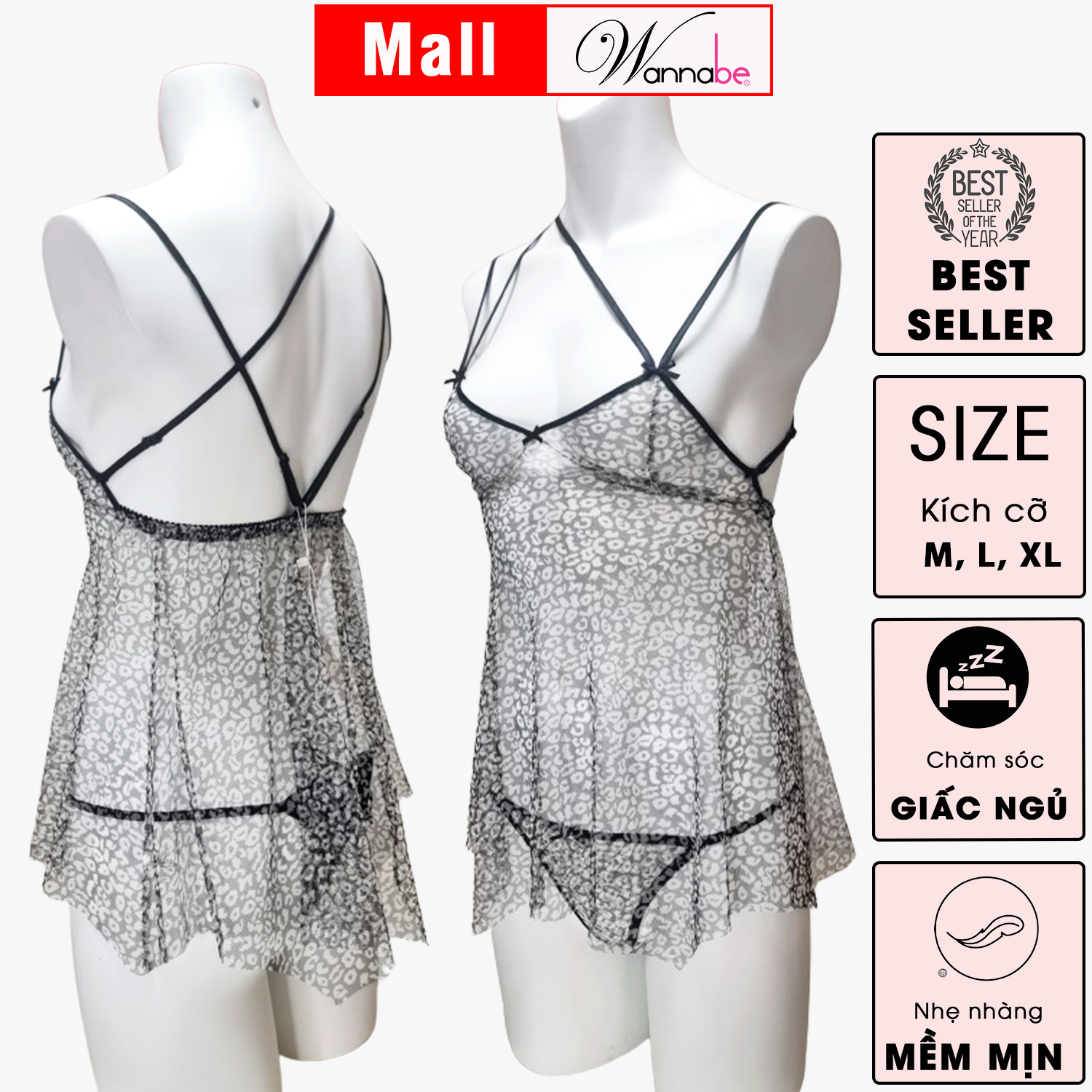 Đầm ngủ WANNABE DNC15 kèm quần đồng bộ
