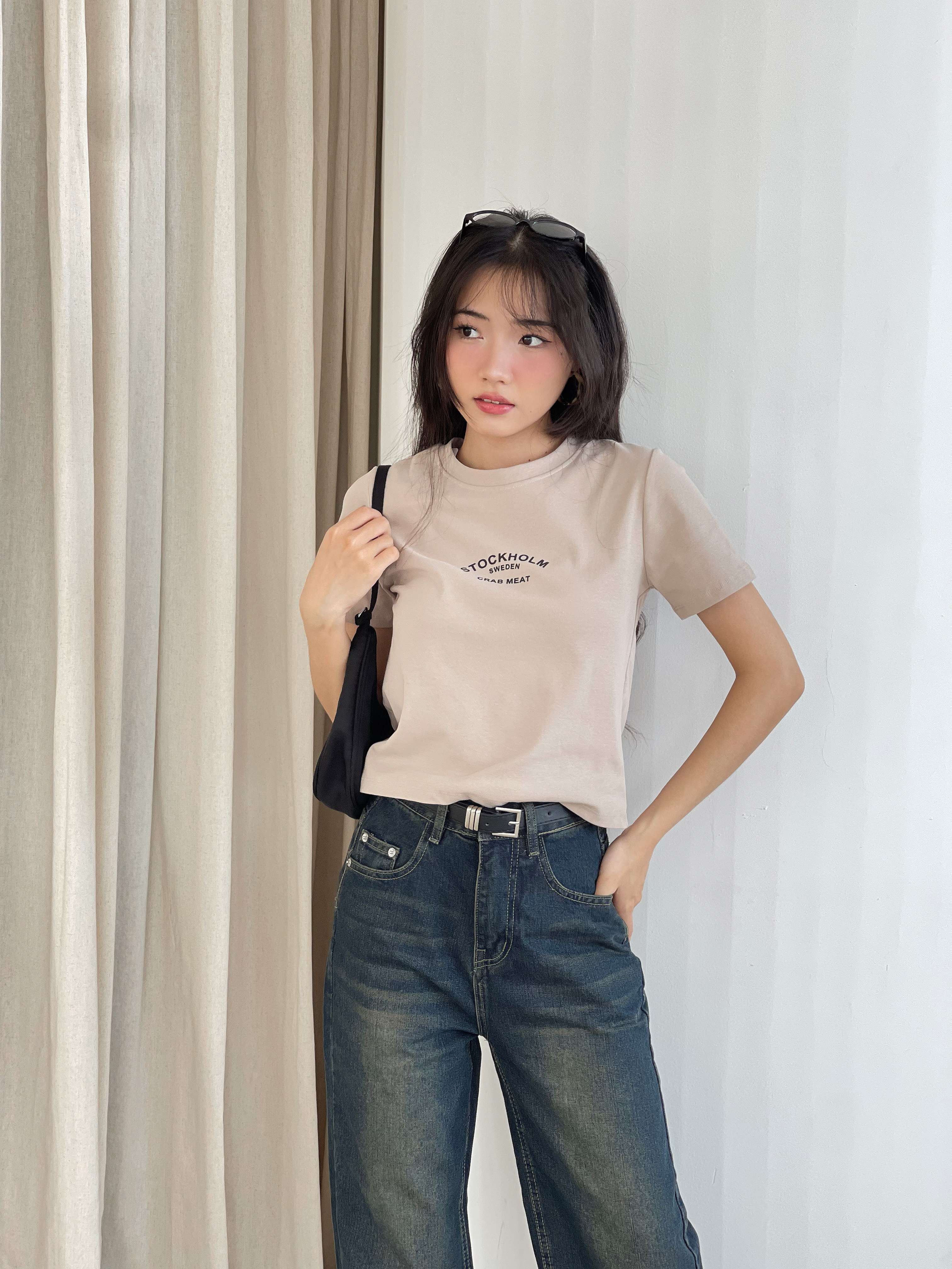Mô tả Quần jean ống rộng denim nữ VMSTYLE cạp cao trơn túi sau rách kiểu basic đi học QJR00195 QJR00196 - 7