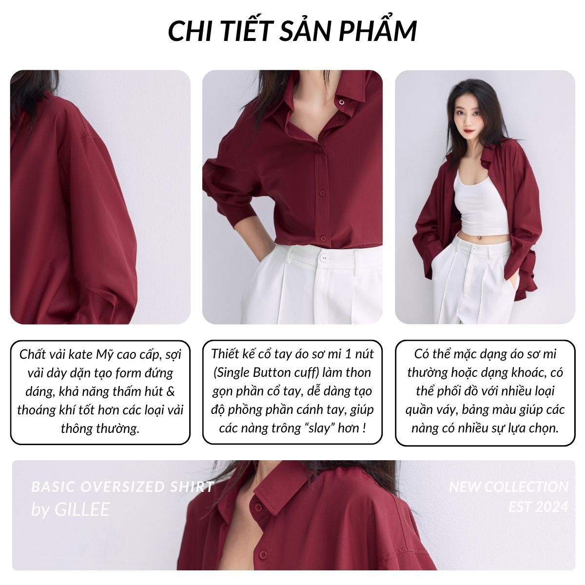 Phối đồ áo sơ mi form rộng nữ
