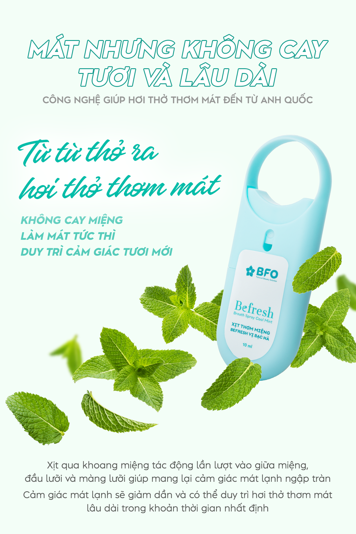 Mô tả Combo 5 Xịt Thơm Miệng Khử Mùi Hôi Miệng Hương Trái Cây Tự Nhiên BFO Befresh 10ml - 3