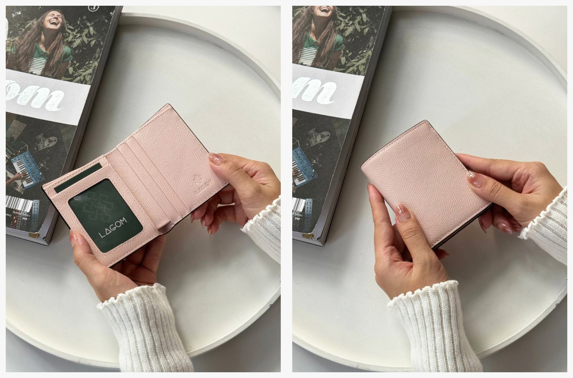 Ví da thật mini LAGOM.ID Wallet màu Hồng