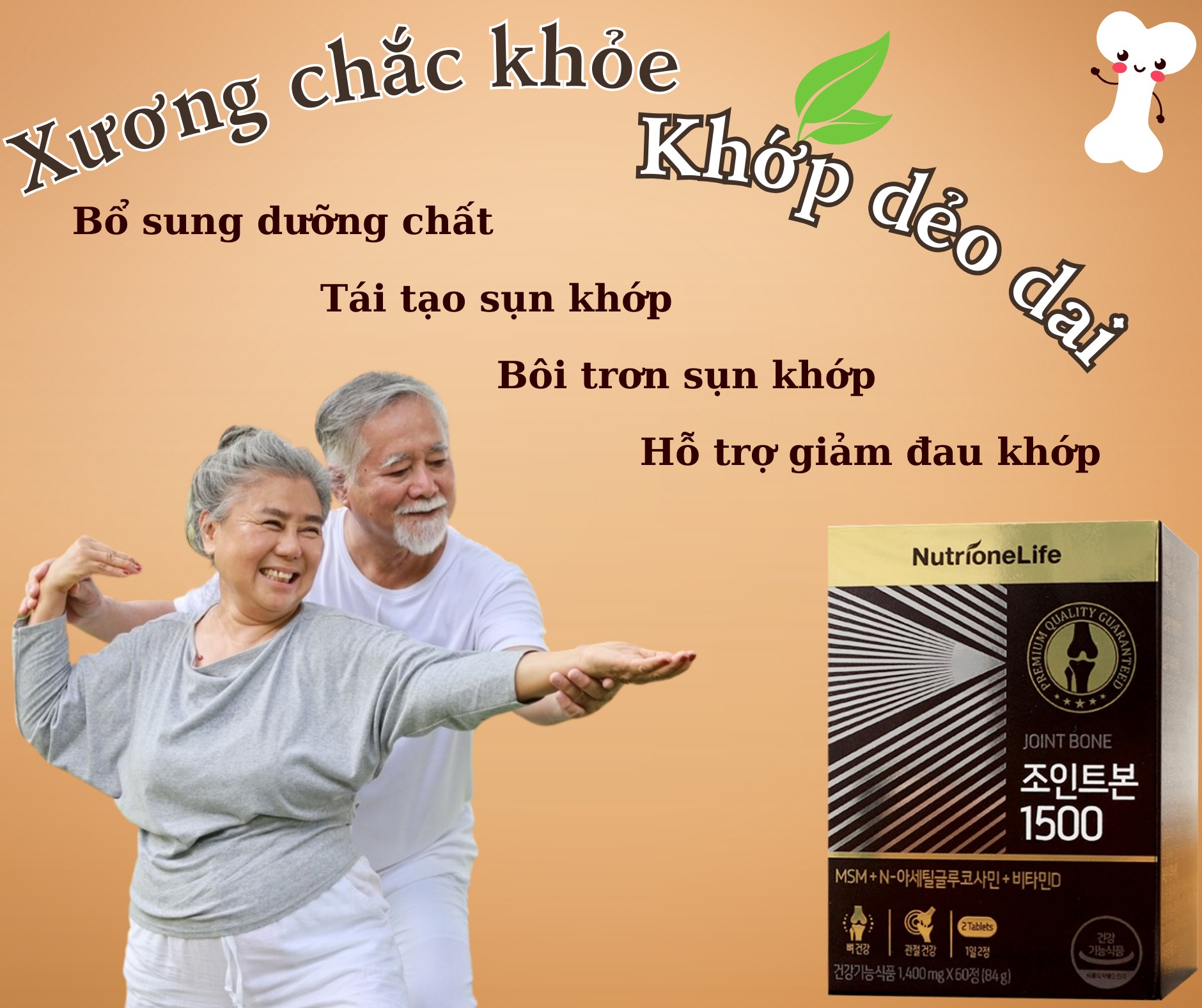Mô tả Bổ Khớp Joint Bone 1500 Bổ Sung Glucosamine Giảm Đau,Thoái Hóa Khớp, Tăng Cường Dịch Khớp 30 Viên - 5