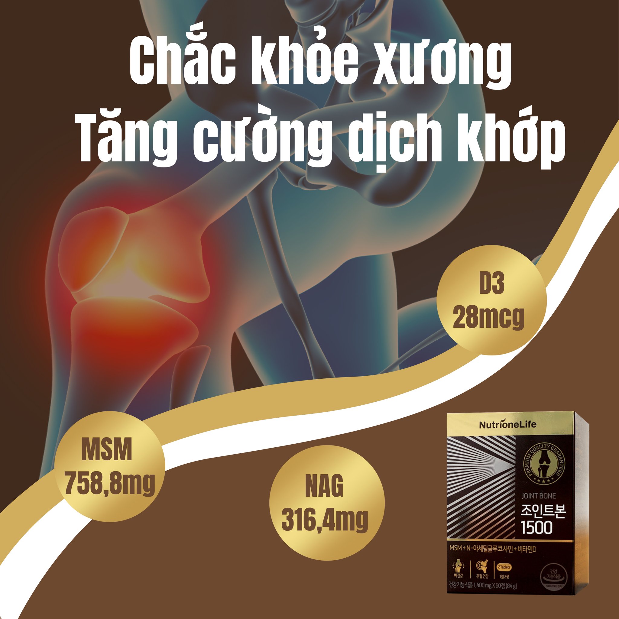 Mô tả Bổ Khớp Joint Bone 1500 Bổ Sung Glucosamine Giảm Đau,Thoái Hóa Khớp, Tăng Cường Dịch Khớp 30 Viên - 8
