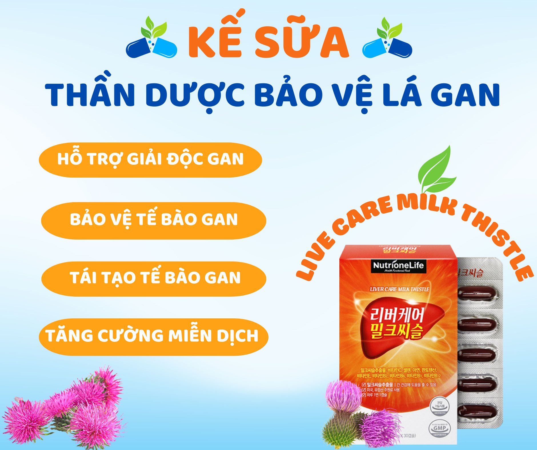 Mô tả Viên Uống Bổ Gan NUTRIONELIFE Livercare Milkthistle Hỗ Trợ Thải Độc, Hạ Men Gan, Mát Gan, Hộp 30 Viên - 6