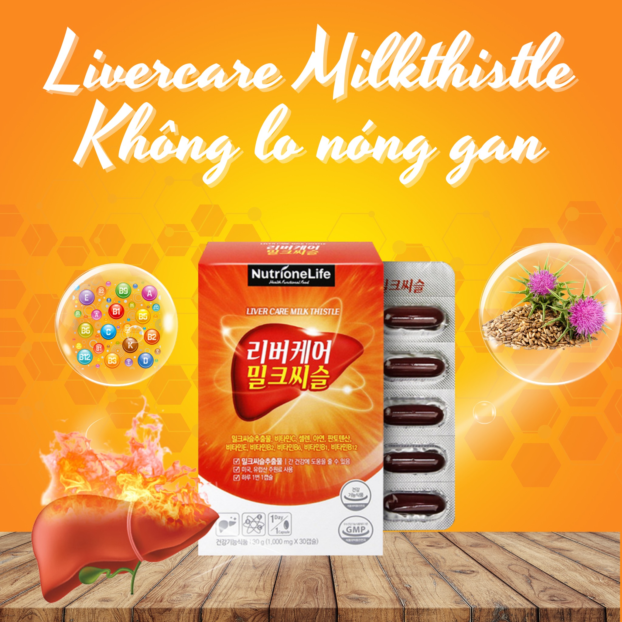 Mô tả COMBO 2 Hộp Bổ Gan NUTRIONELIFE Livercare Milkthistle Mát Gan, Thải Độc, Cải Thiện Men Gan Cao Hàn Quốc 2 Hộp x 30 Viên - 2
