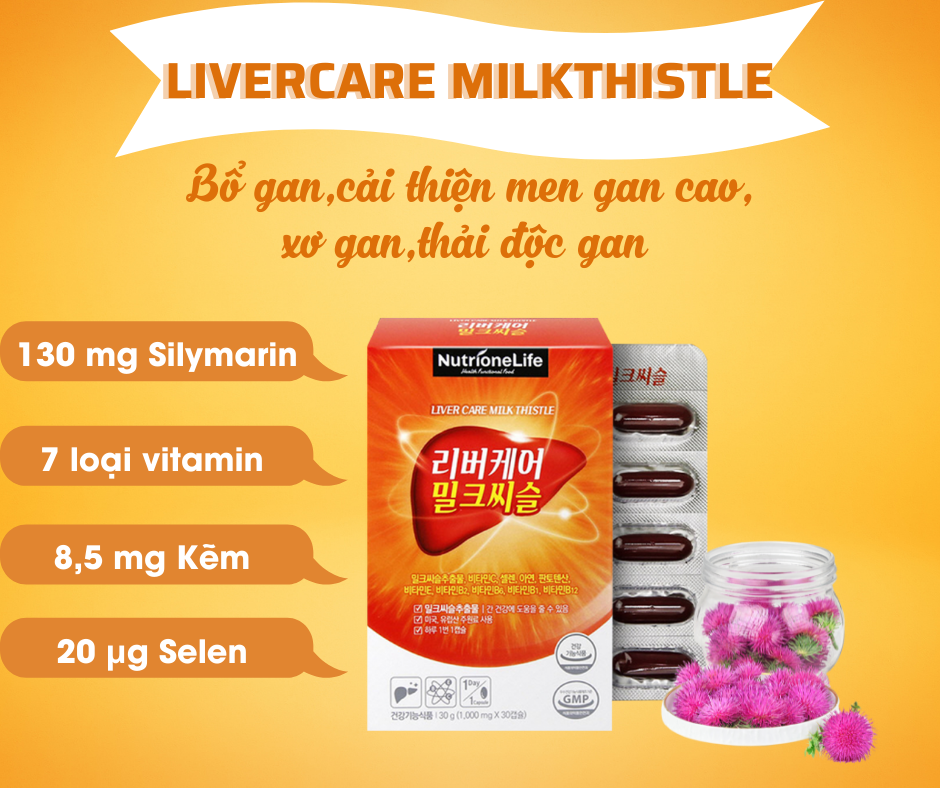 Mô tả COMBO 2 Hộp Bổ Gan NUTRIONELIFE Livercare Milkthistle Mát Gan, Thải Độc, Cải Thiện Men Gan Cao Hàn Quốc 2 Hộp x 30 Viên - 4