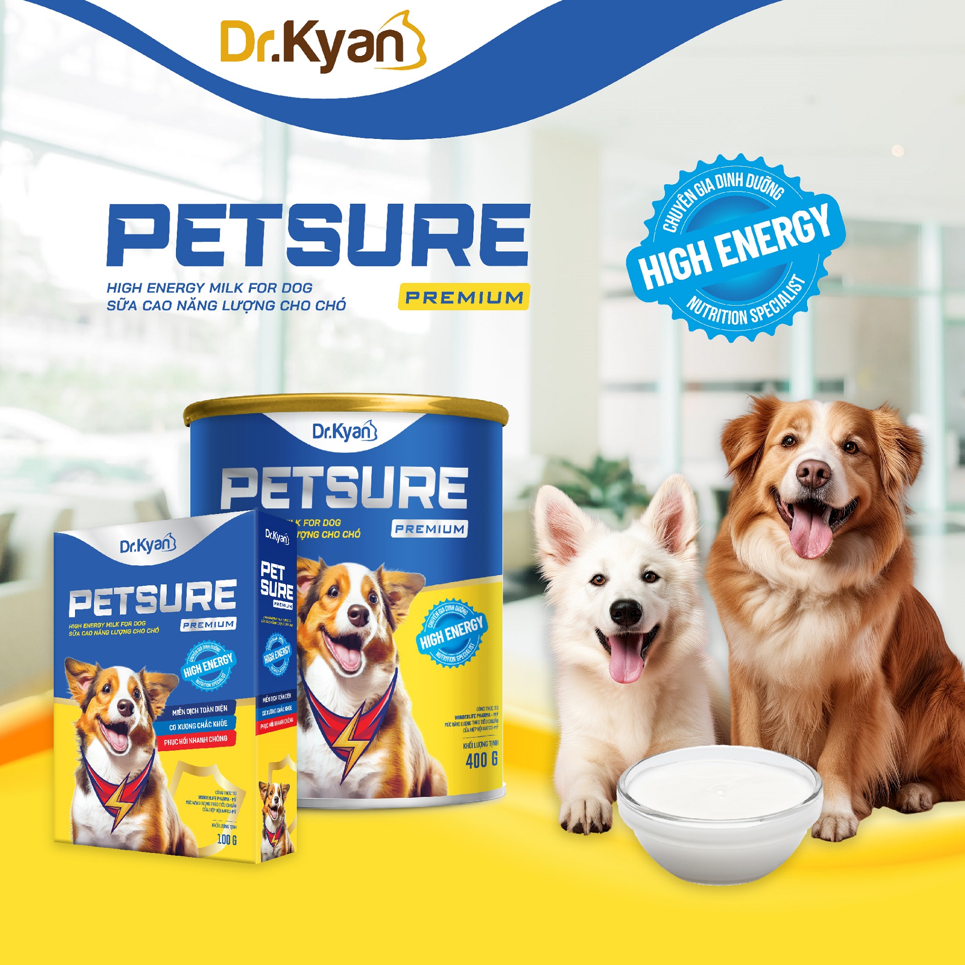 Mô tả Dr.Kyan - Sữa bột PETSURE - Cao năng lượng cho chó hộp 100g - DrKyan - 1
