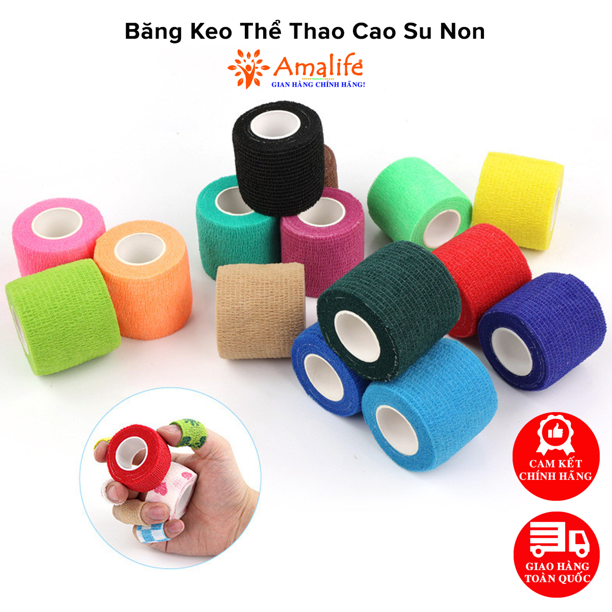 Mô tả Băng Keo Thể Thao Y Tế Quấn Cổ Chân, Cổ Tay Cao Su Non Tự Dính Đá Bóng, Chống Chấn Thương Chính Hãng Amalife - 1