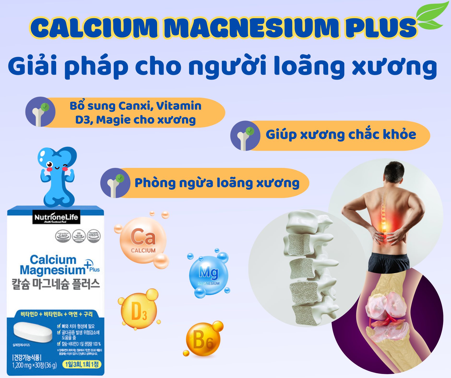 Mô tả COMBO 2 Hộp NUTRIONELIFE Calcium Magnesium Plus Giúp Xương Chắc Khỏe, Cải Thiện Chiều Cao, Phòng Loãng Xương 30 Viên/Hộp - 3