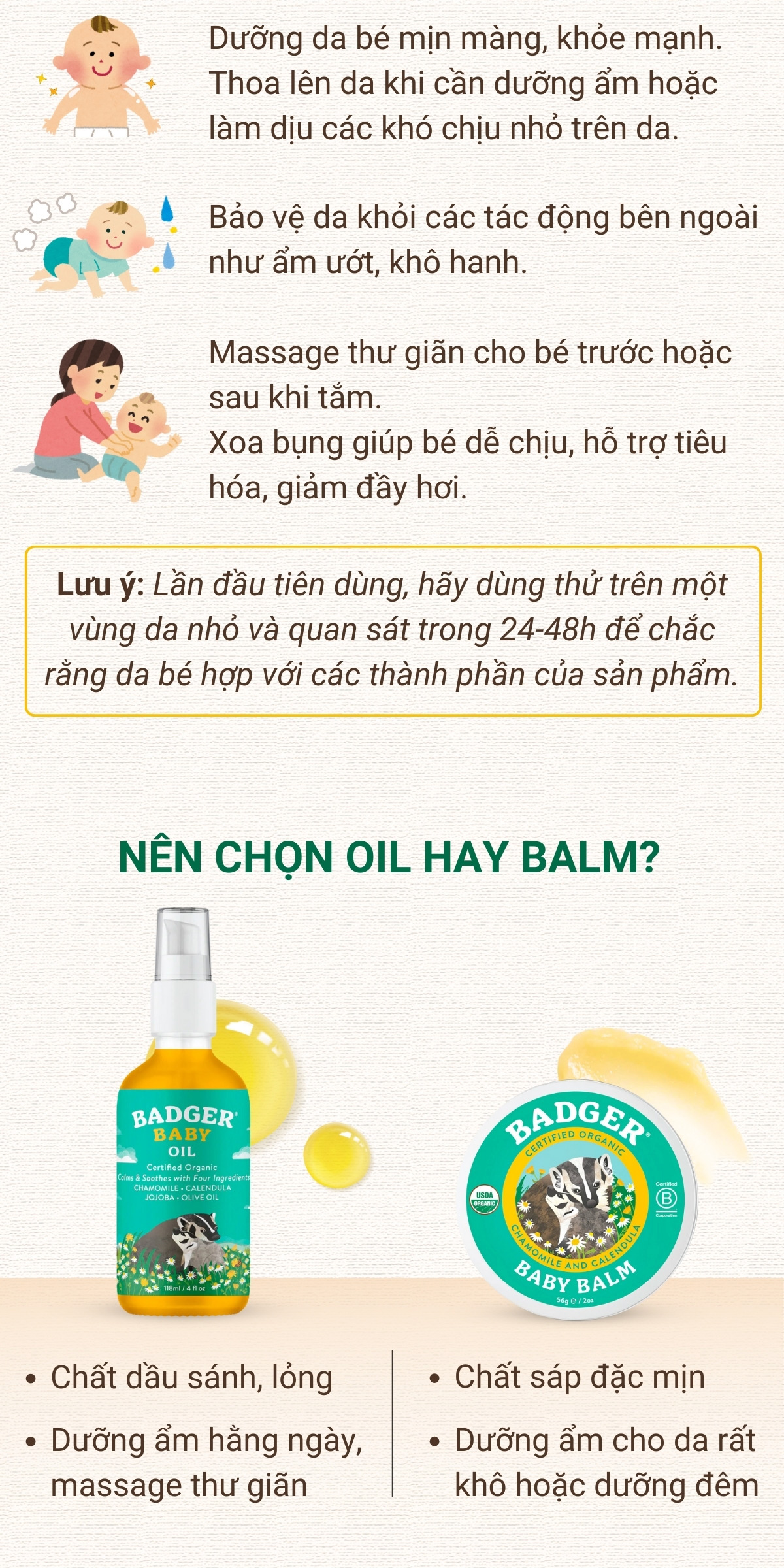 Mô tả Dầu hữu cơ dưỡng da, massage cho em bé Badger Organic Baby Oil - hạn chế khô da, giúp da ẩm mềm - 118ml - 3