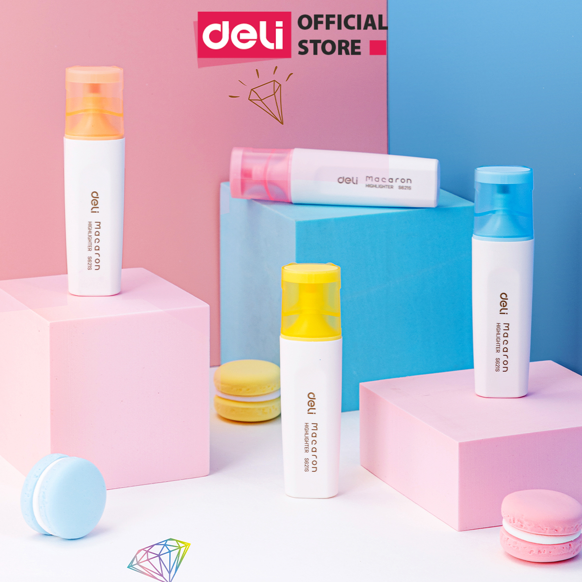Mô tả Bút highlight Deli 25 màu đánh dấu nhớ dòng dạ quang Deli màu pastel/neon - phù hợp cho học sinh văn phòng tiện dụng - 1