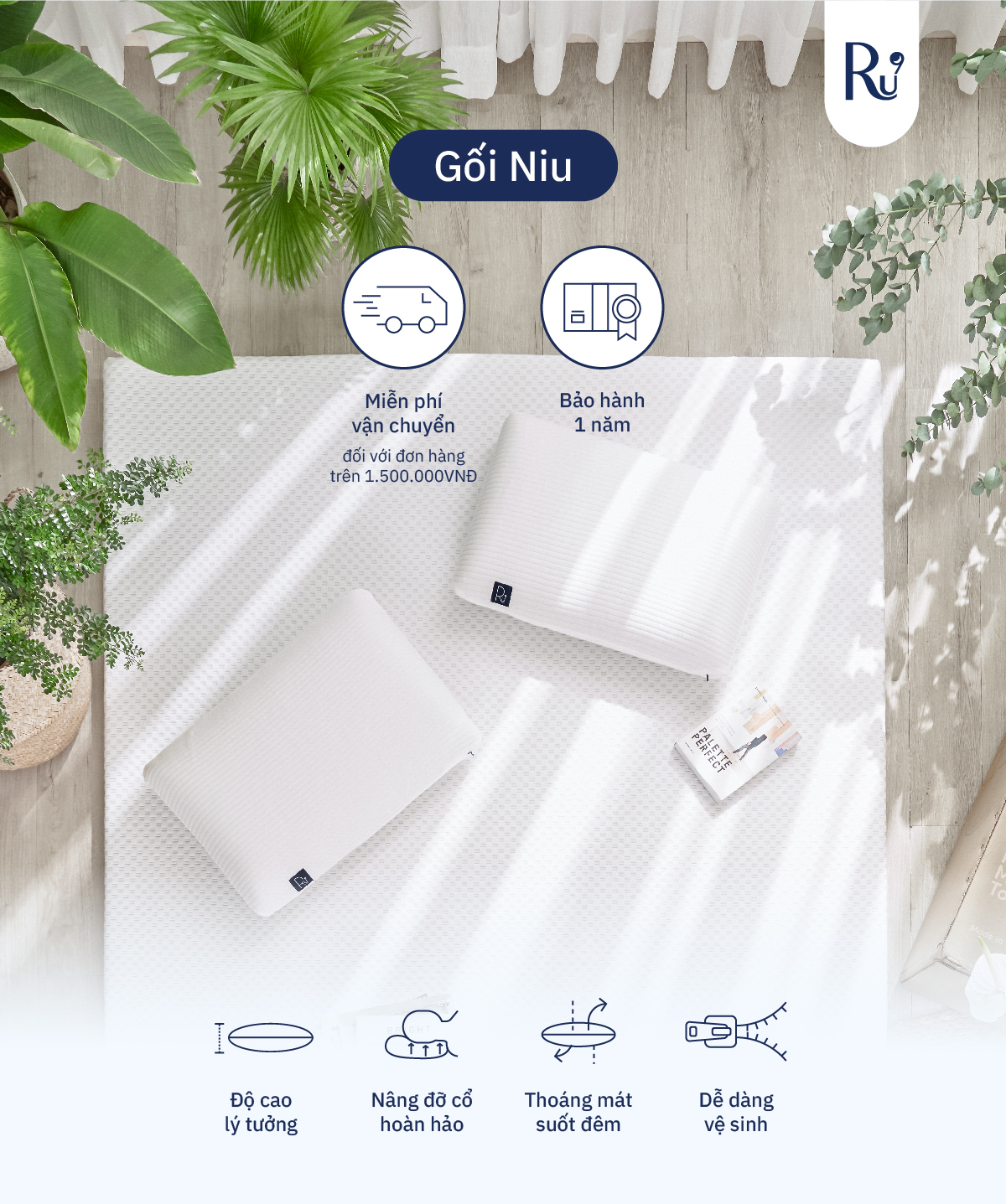 Mô tả Gối Niu Cao Cấp Ru9 - Công Nghệ Đột Phá Graphene Foam | Chất Liệu Foam Mềm Mại - 1