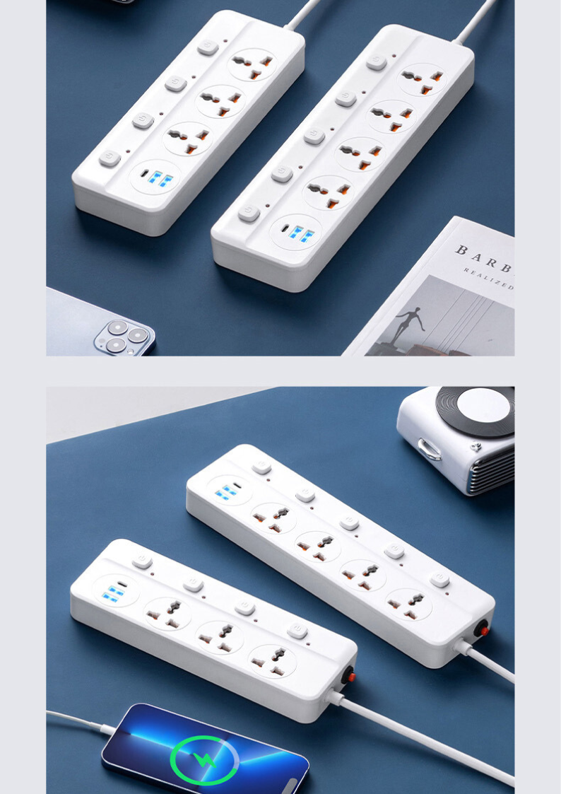 Mô tả Ổ cắm điện thông minh HOKU  đa năng cổng USB Type C 5v sạc nhanh, tiết kiệm điện chịu tải 2500W H dây nối 2,5m - 2
