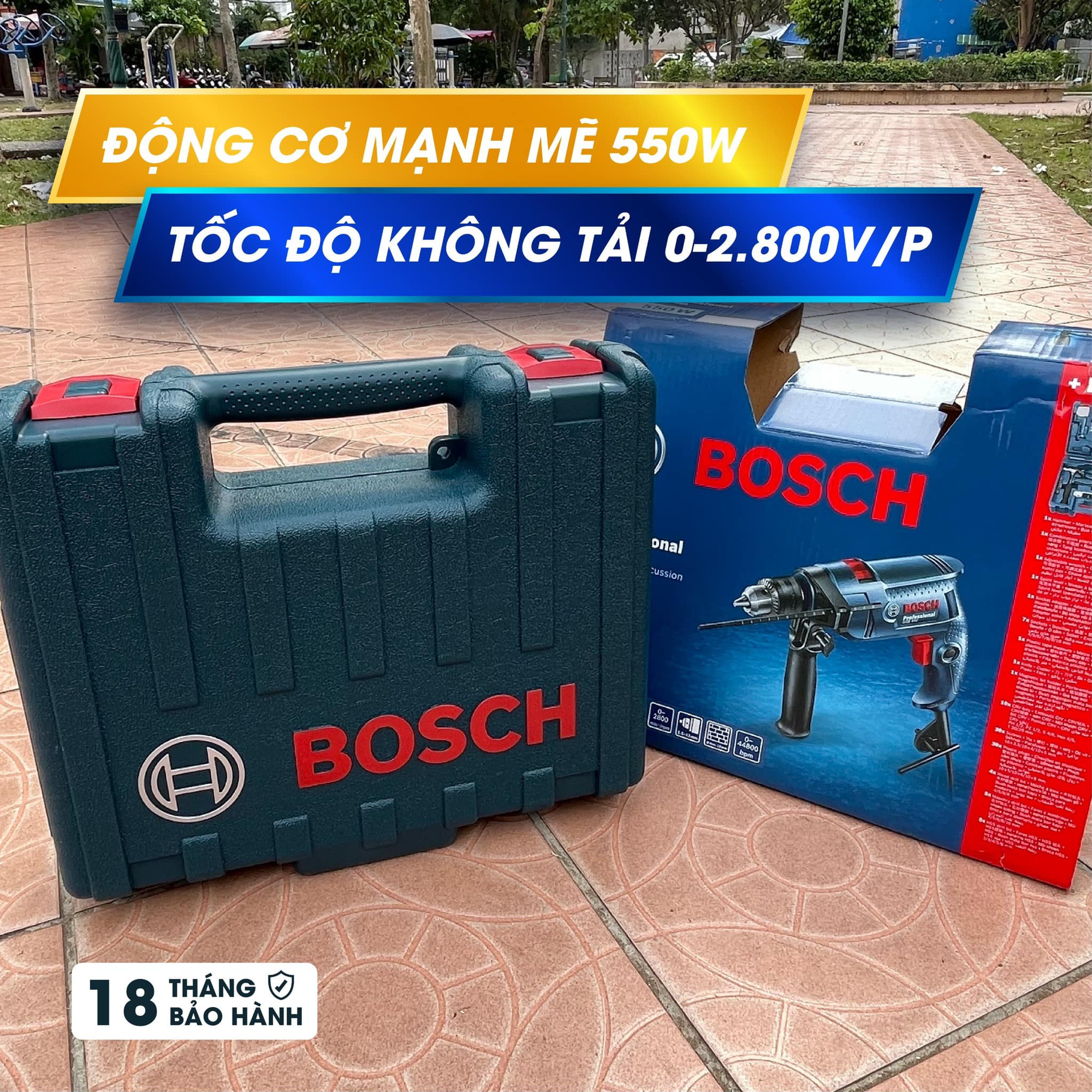 Mô tả Bộ máy khoan động lực Bosch GSB 550 SET 100 món 550W GWS 600 600W bảo hành 12 tháng - 4