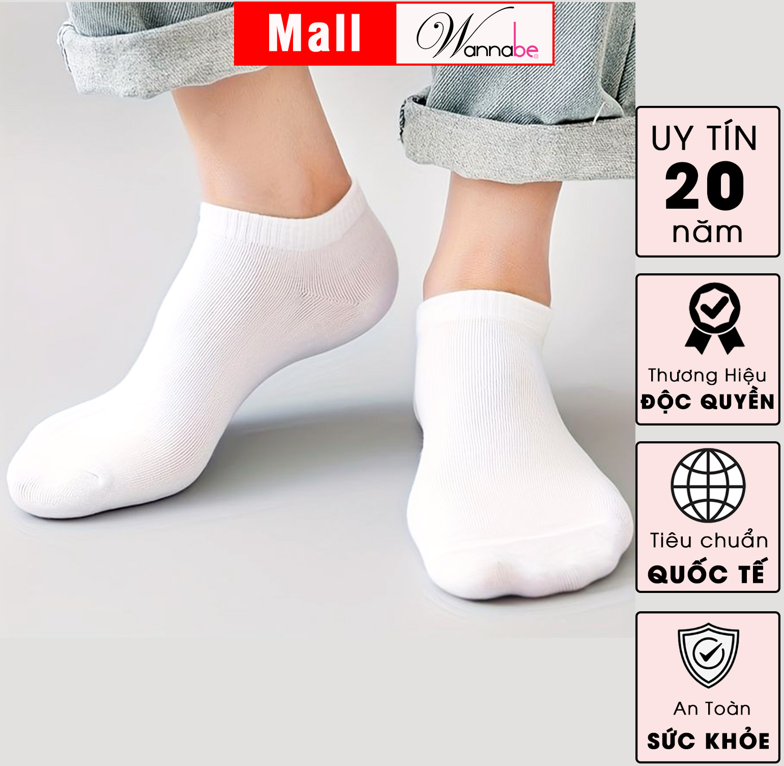 Mô tả Tất cổ vừa unisex WANNABE vớ cotton thể thao nam nữ đều dùng được khử mùi hôi chân êm ái nhẹ nhàng suốt cả ngày VD009 - 3