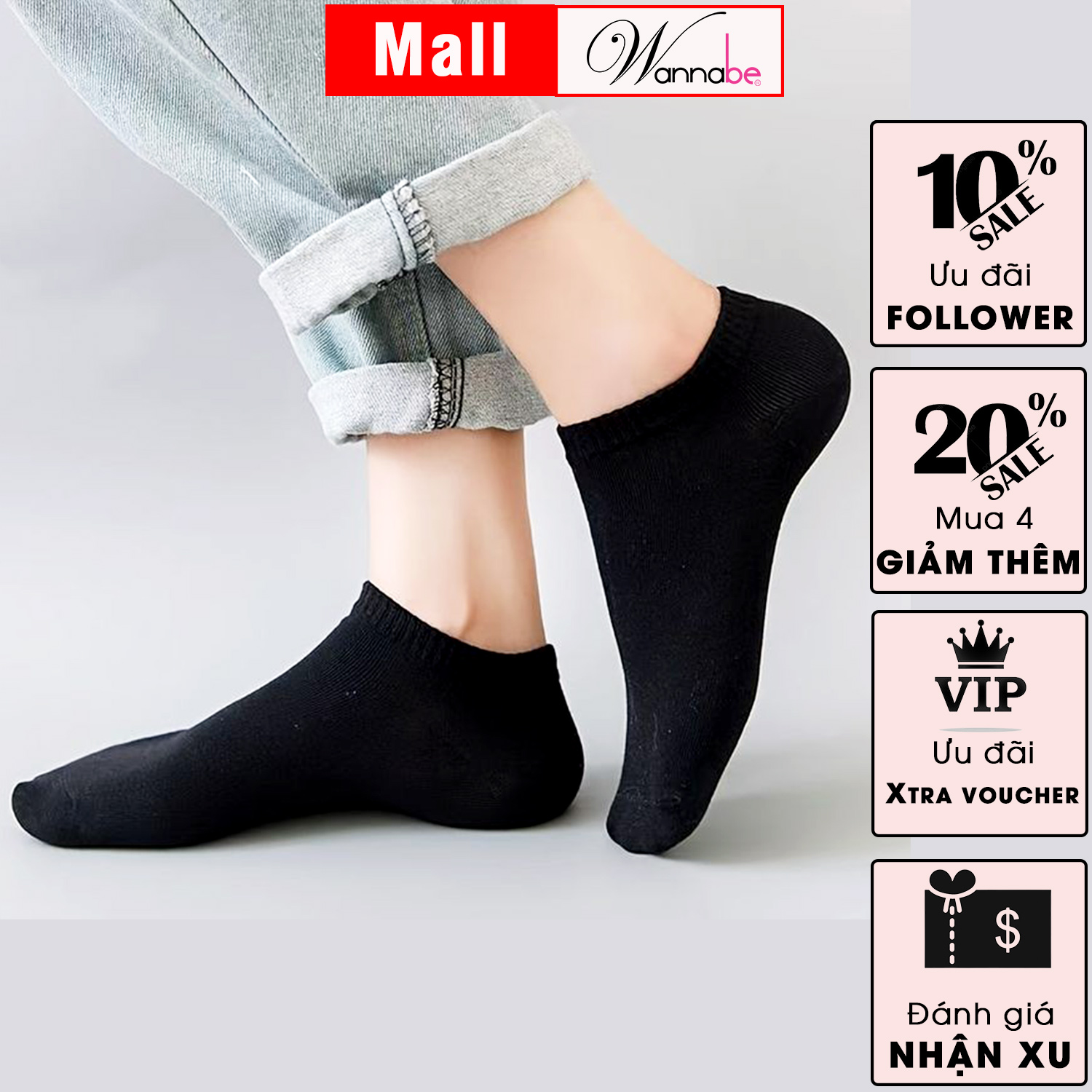 Mô tả Tất cổ vừa unisex WANNABE vớ cotton thể thao nam nữ đều dùng được khử mùi hôi chân êm ái nhẹ nhàng suốt cả ngày VD009 - 4