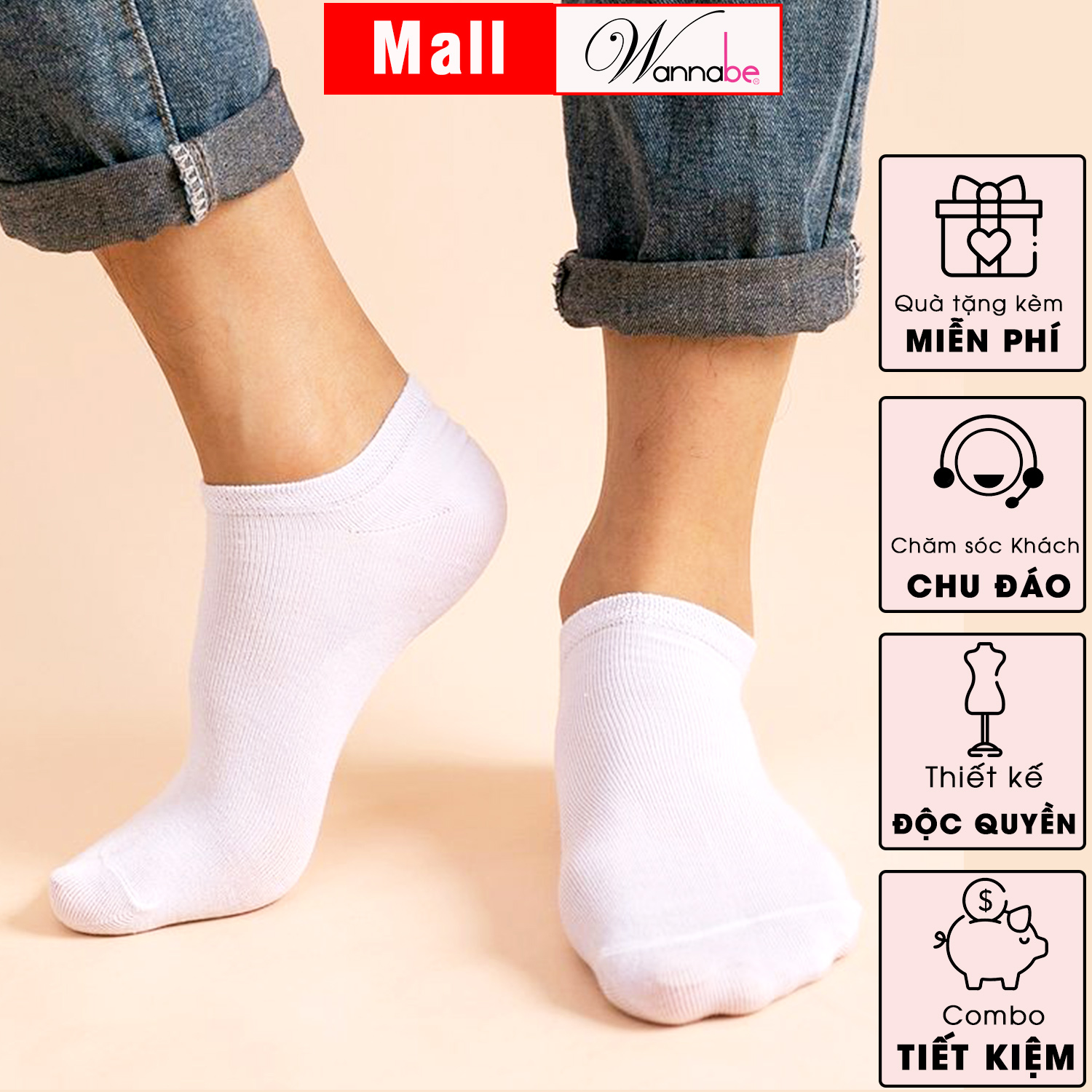Mô tả Tất cổ vừa unisex WANNABE vớ cotton thể thao nam nữ đều dùng được khử mùi hôi chân êm ái nhẹ nhàng suốt cả ngày VD009 - 5