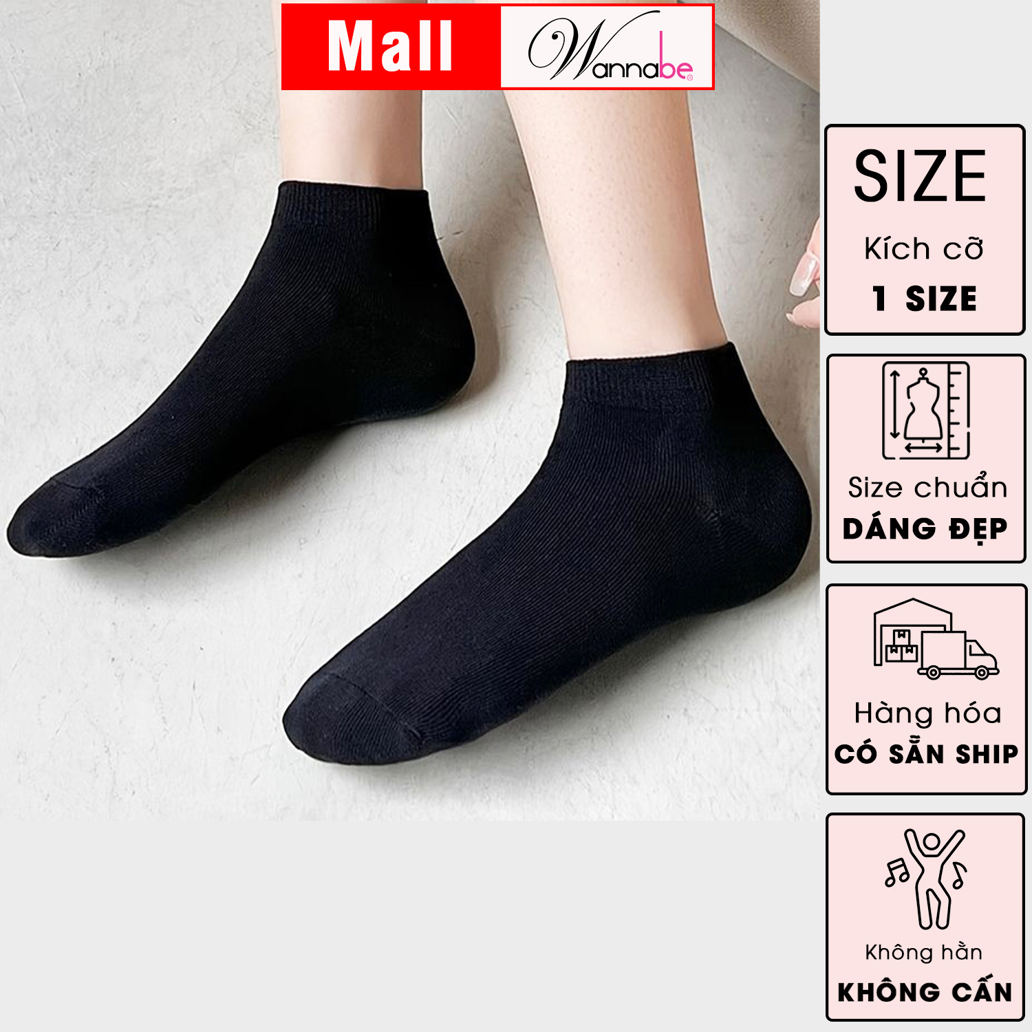 Mô tả Tất cổ vừa unisex WANNABE vớ cotton thể thao nam nữ đều dùng được khử mùi hôi chân êm ái nhẹ nhàng suốt cả ngày VD009 - 6