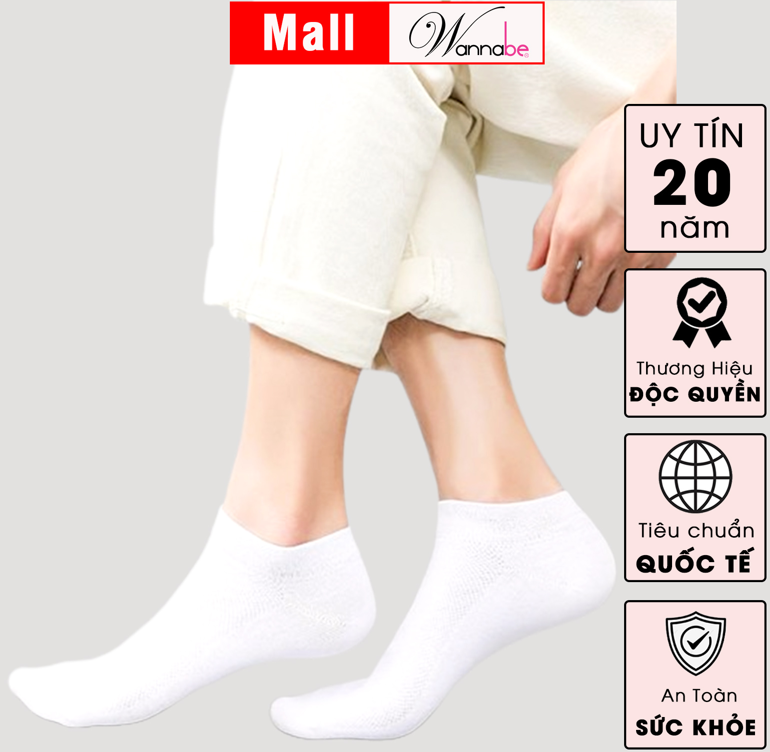 Mô tả Tất cổ vừa unisex WANNABE vớ cotton thể thao nam nữ đều dùng được khử mùi hôi chân êm ái nhẹ nhàng suốt cả ngày VD009 - 9