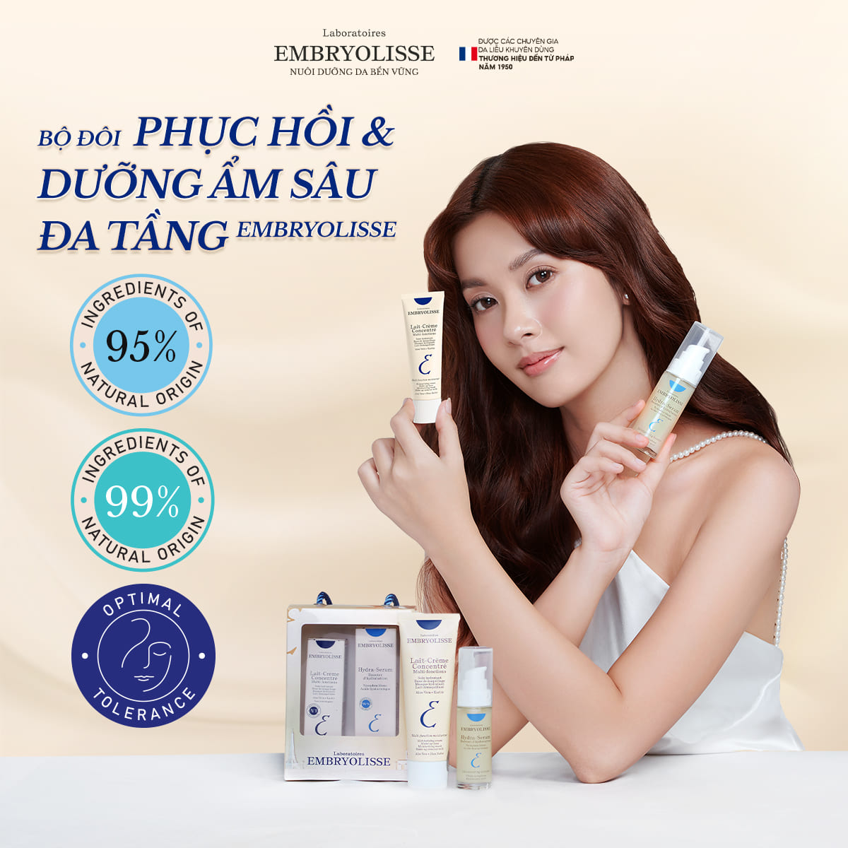 Mô tả Bộ đôi Serum Double HA 30ml và Sữa dưỡng ẩm siêu phục hồi Embryolisse (30-75ml) - 1