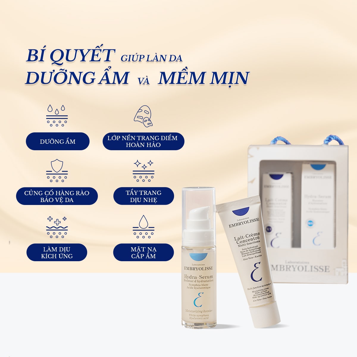 Mô tả Bộ đôi Serum Double HA 30ml và Sữa dưỡng ẩm siêu phục hồi Embryolisse (30-75ml) - 2